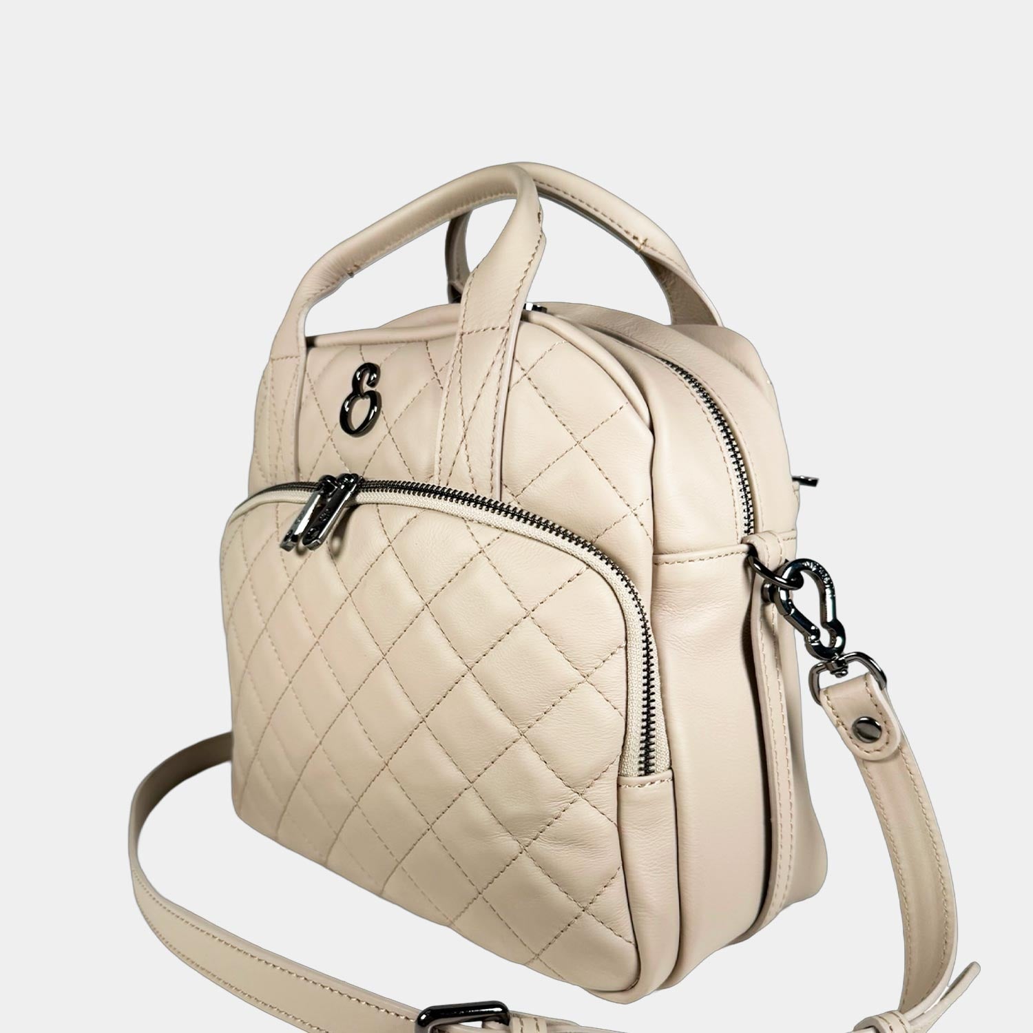 Borsa a spalla Megane Matelasse Marmo Pelle Liscia Matelassé Dark