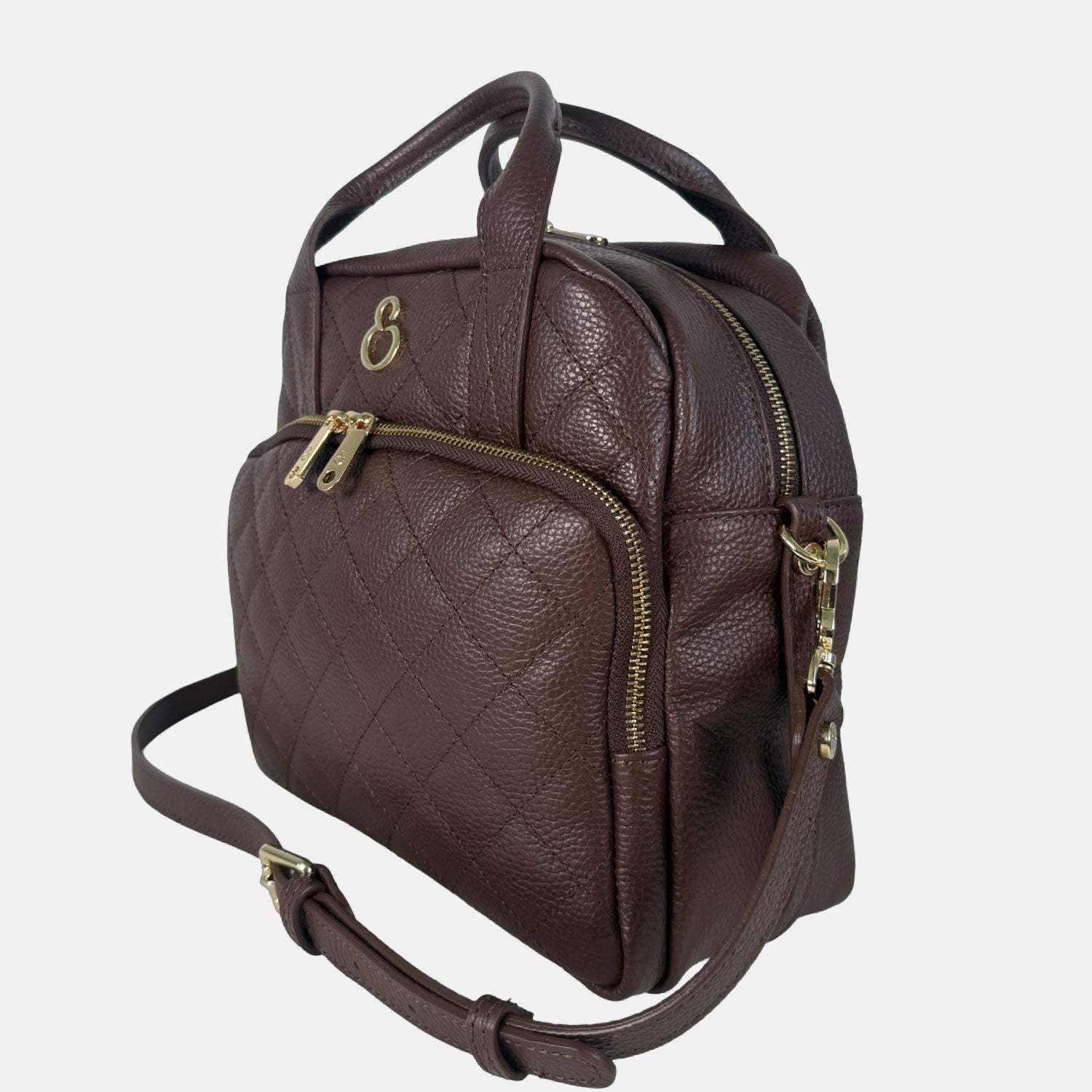 Borsa a mano Megane Matellassè Martellata Cioccolato Pelle Martellata Oro