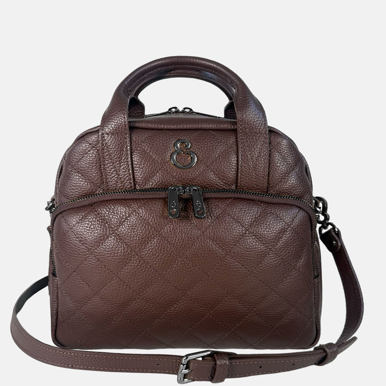Borsa a mano Megane Matellassè Martellata Cioccolato Pelle Martellata Dark