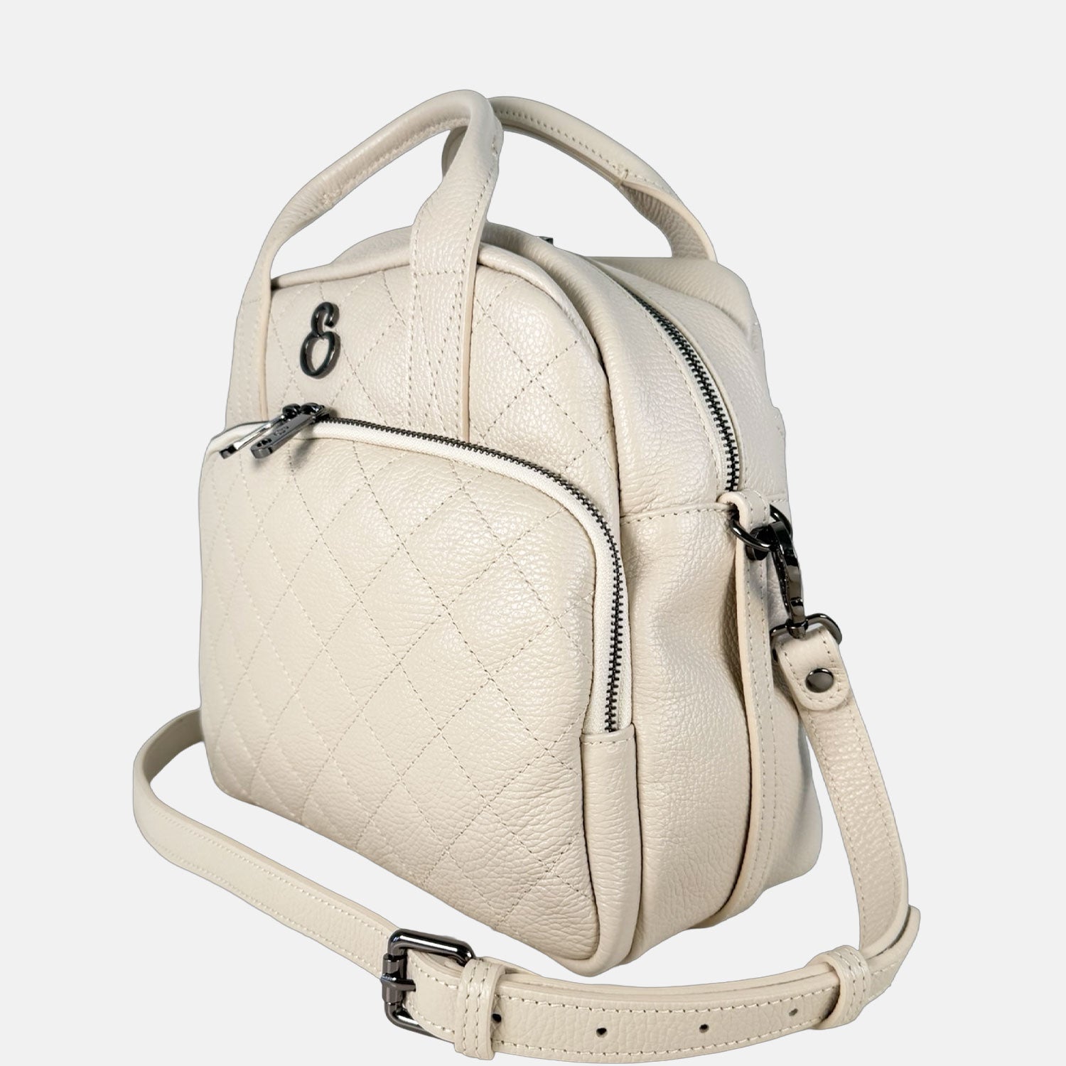 Borsa a mano Megane Matellassè Martellata Burro Pelle Martellata Dark