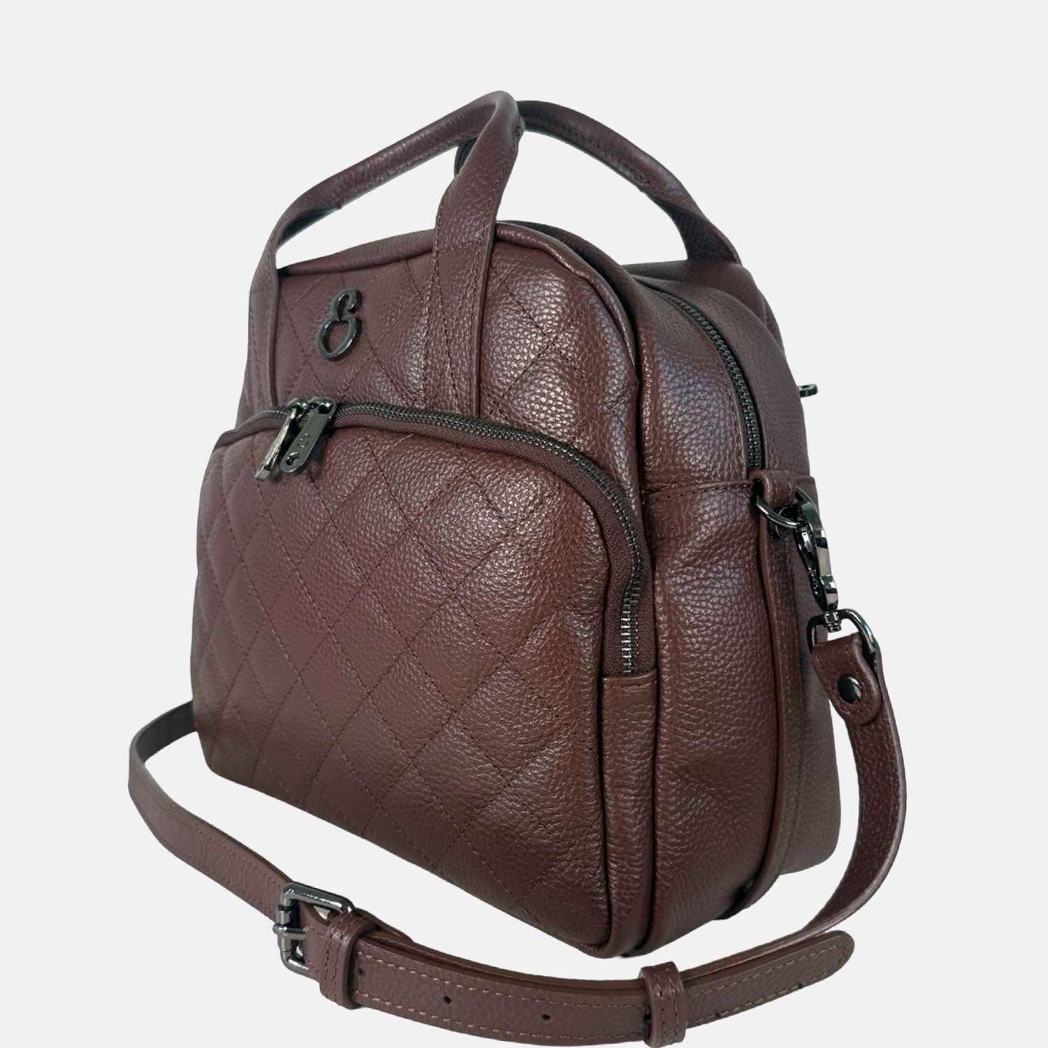 Borsa a mano Megane Matellassè Martellata Cioccolato Pelle Martellata Dark