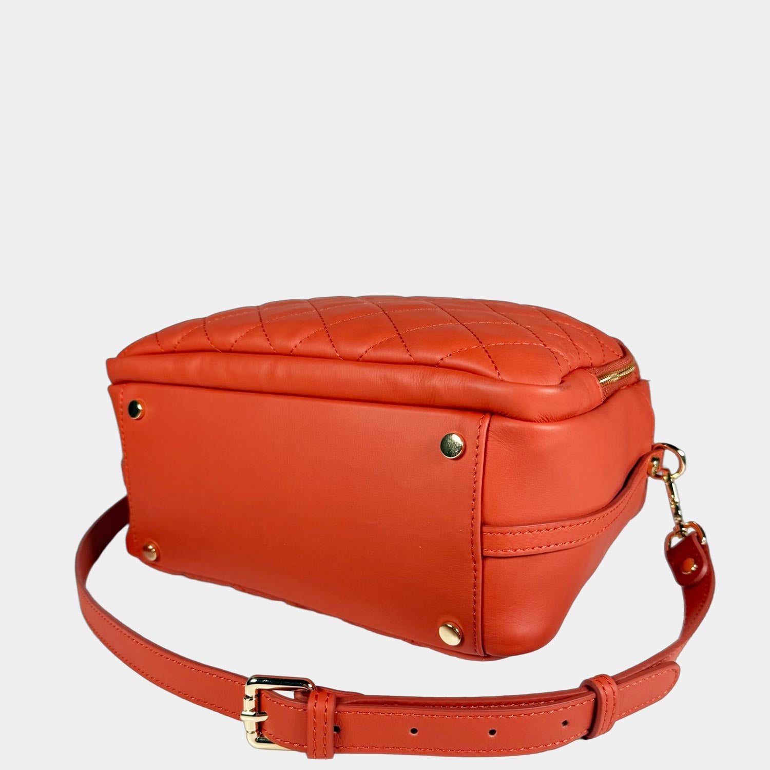 Borsa a spalla Megane Matelasse Papaya Pelle Liscia Matelassé Oro