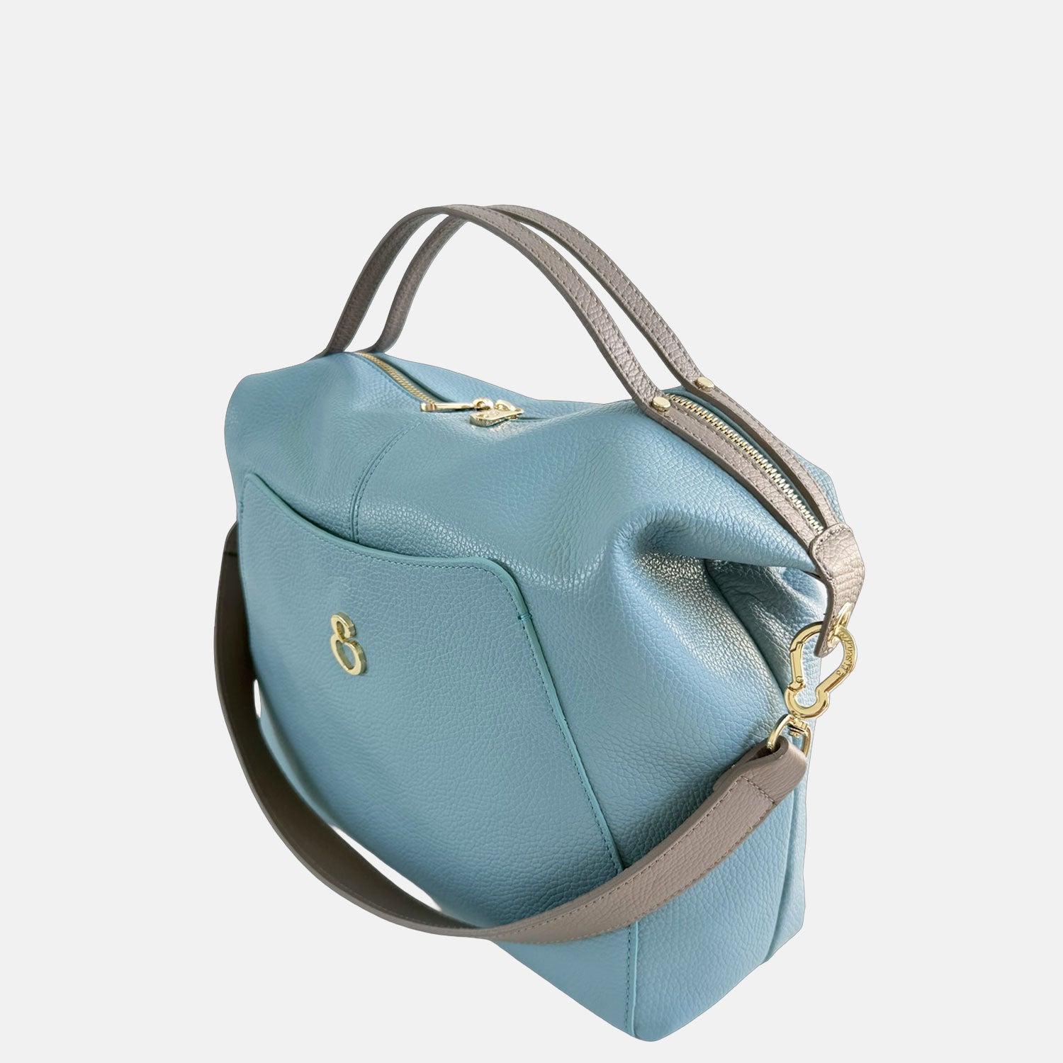 Borsa a mano City Cameo Blu Pelle Martellata Oro