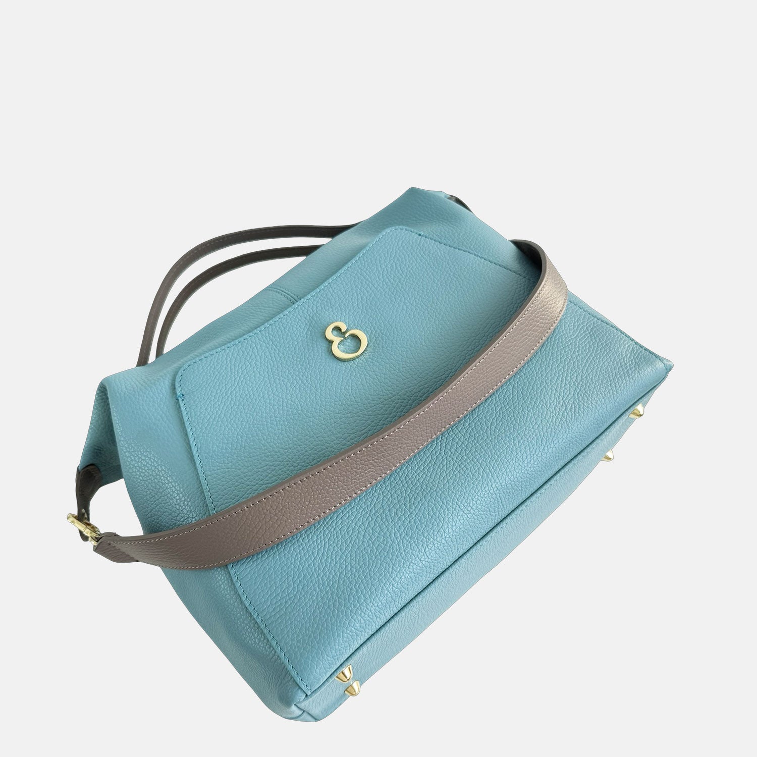 Borsa a mano City Cameo Blu Pelle Martellata Oro