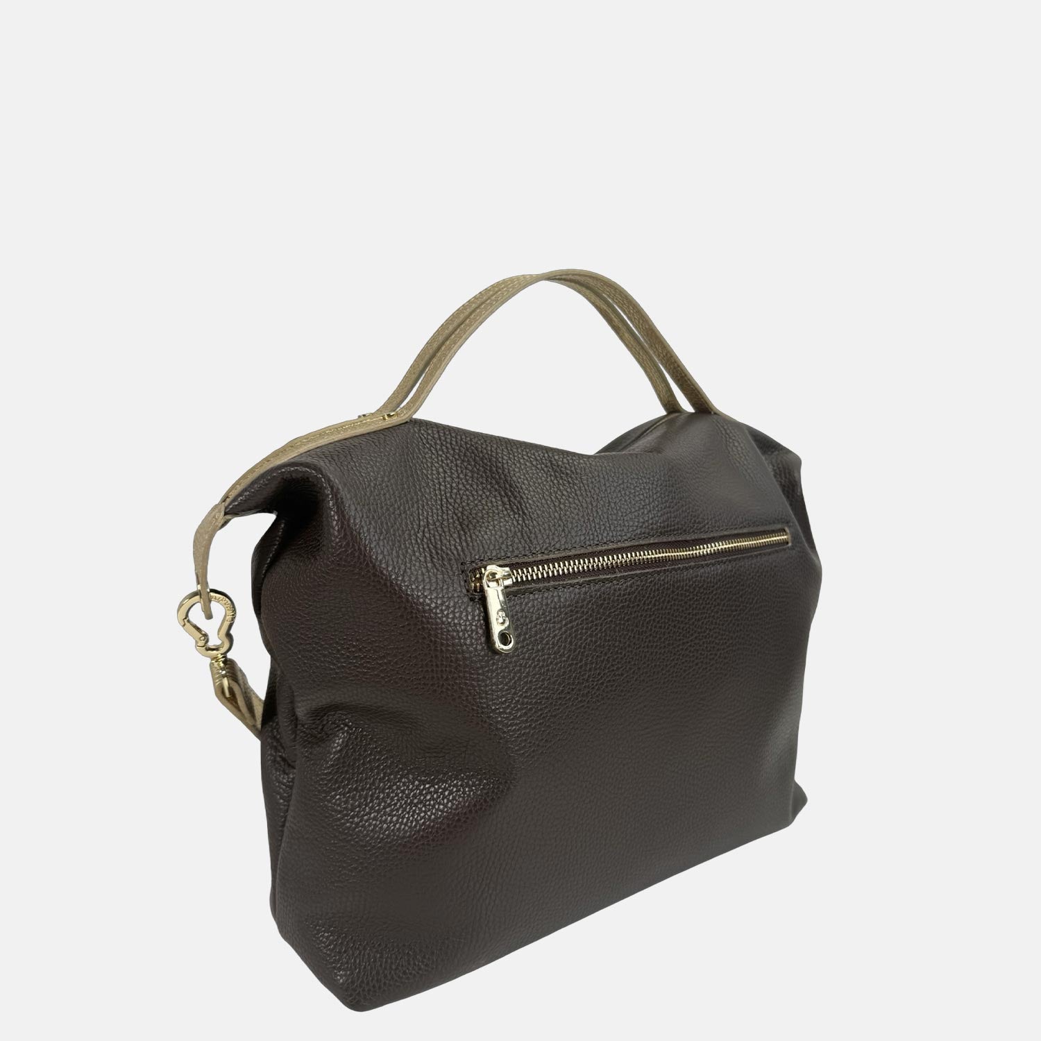 Borsa a spalla Mini City Cioccolato Pelle Martellata Oro