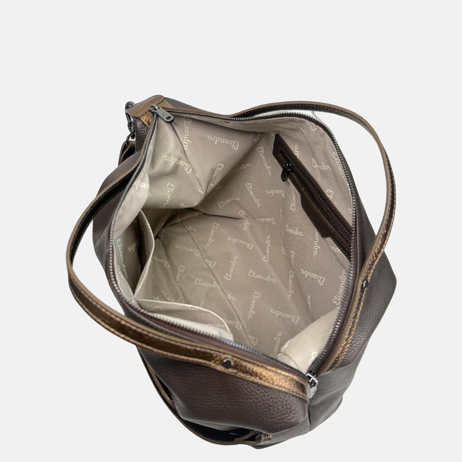 Borsa a spalla City Cioccolato Pelle Martellata Dark