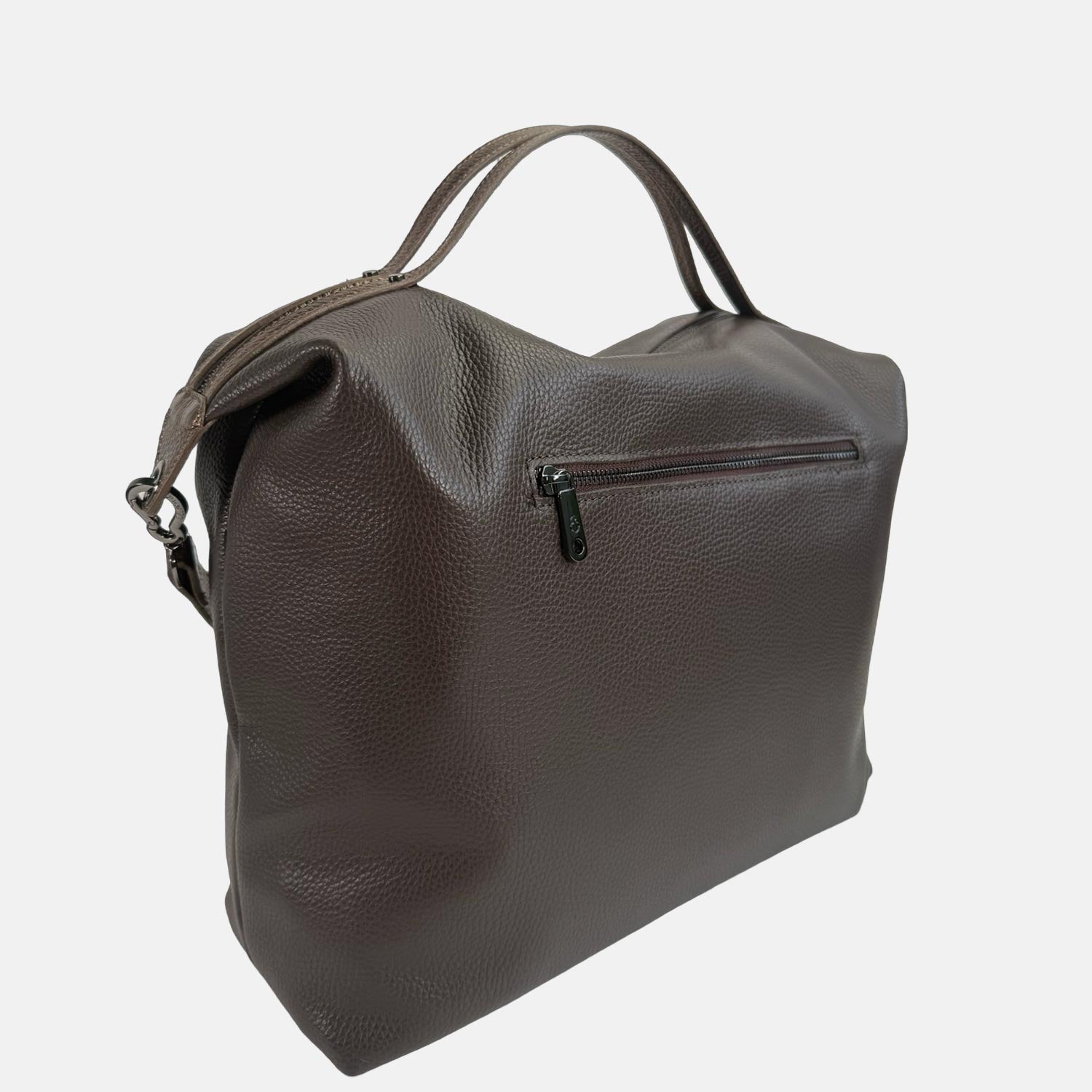 Borsa a spalla City Cioccolato Pelle Martellata Dark