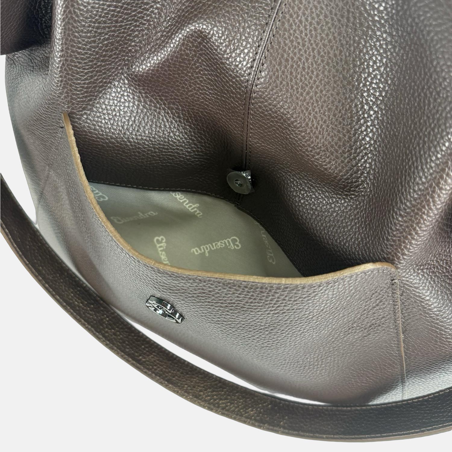 Borsa a spalla City Cioccolato Pelle Martellata Dark