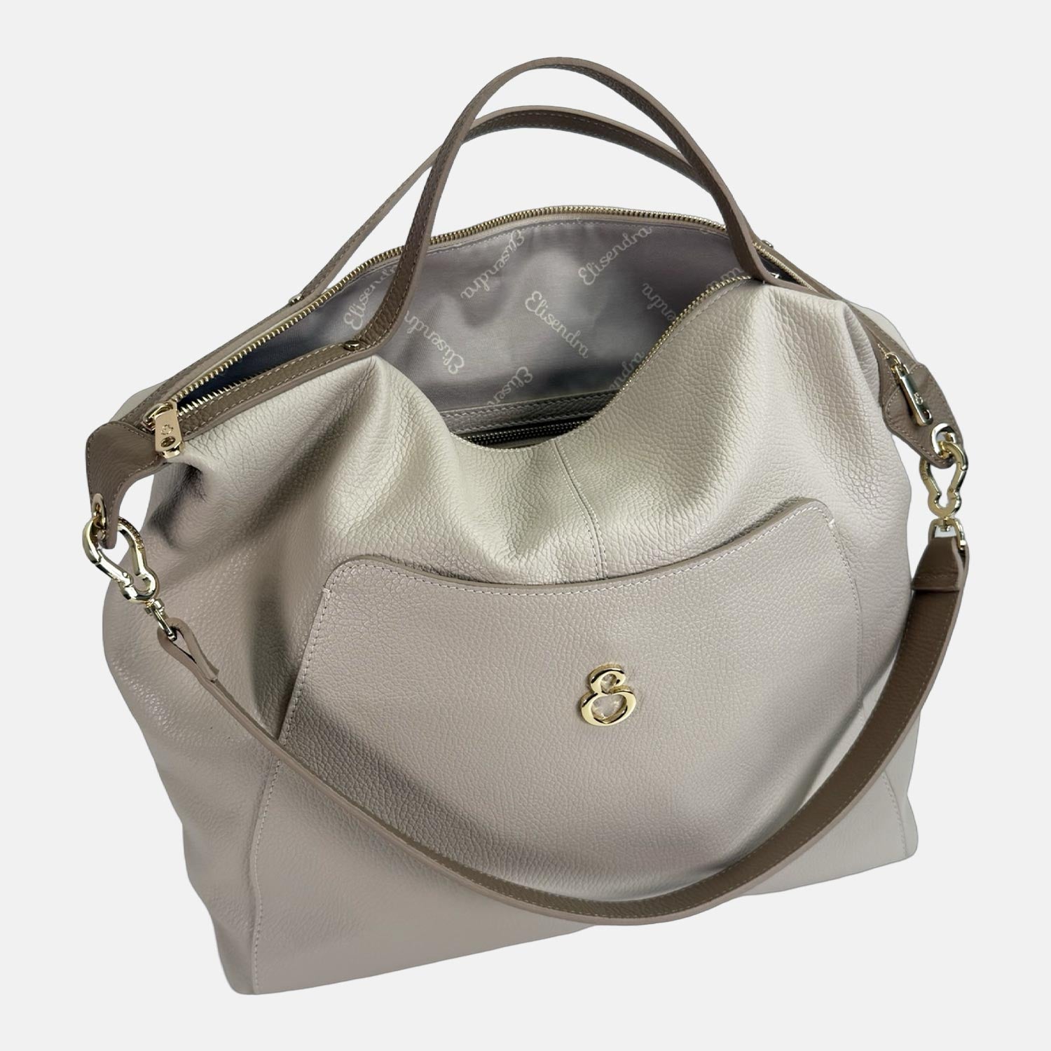 Borsa a spalla City Avena Pelle Martellata Oro