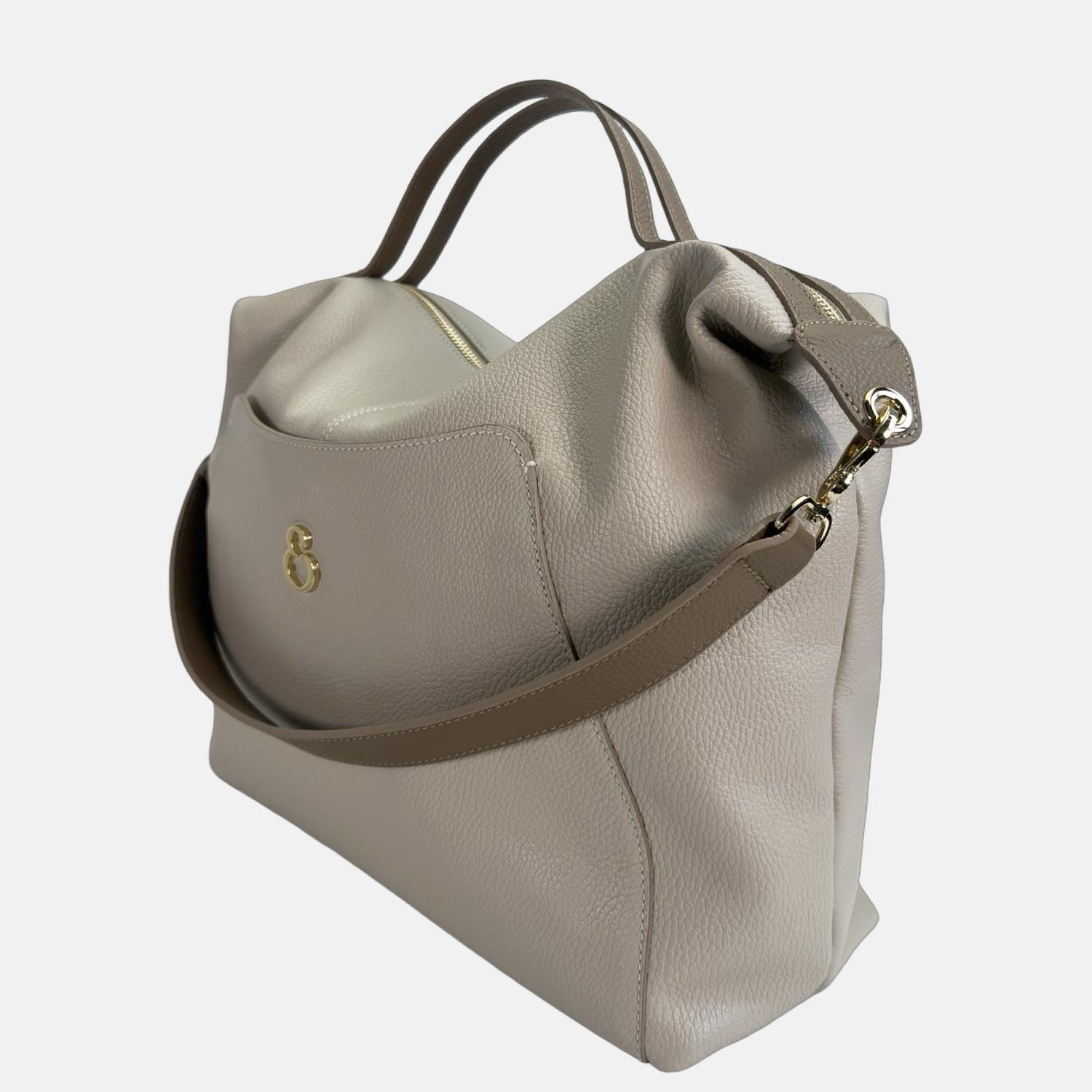 Borsa a spalla City Avena Pelle Martellata Oro