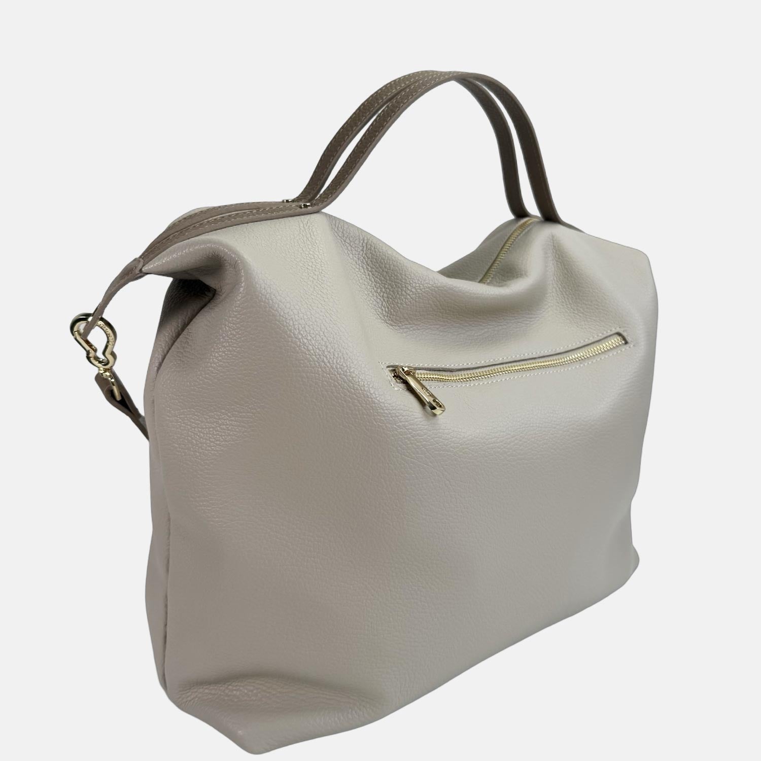 Borsa a spalla City Avena Pelle Martellata Oro