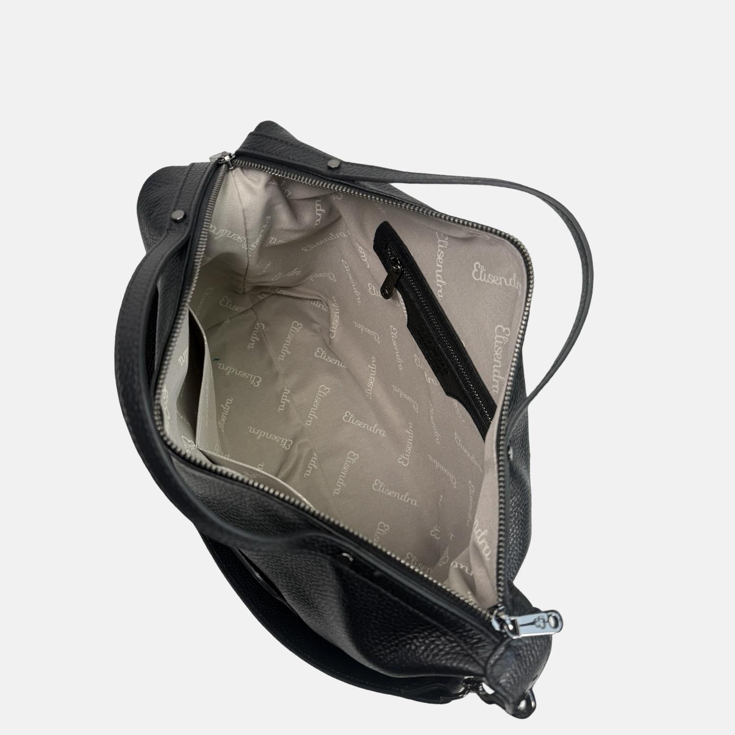 Borsa a spalla Mini City Nero Pelle Martellata Dark
