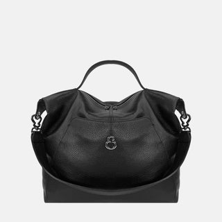 Borsa a spalla City Nero Pelle Martellata Dark