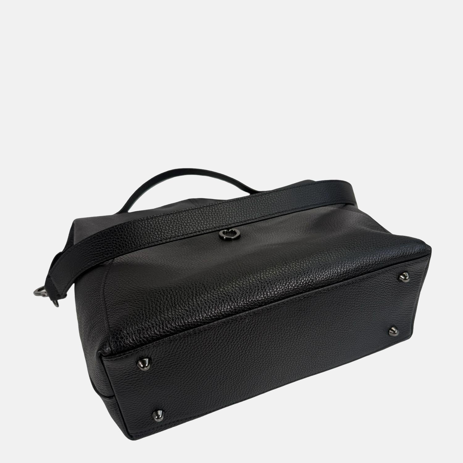 Borsa a spalla Mini City Nero Pelle Martellata Dark