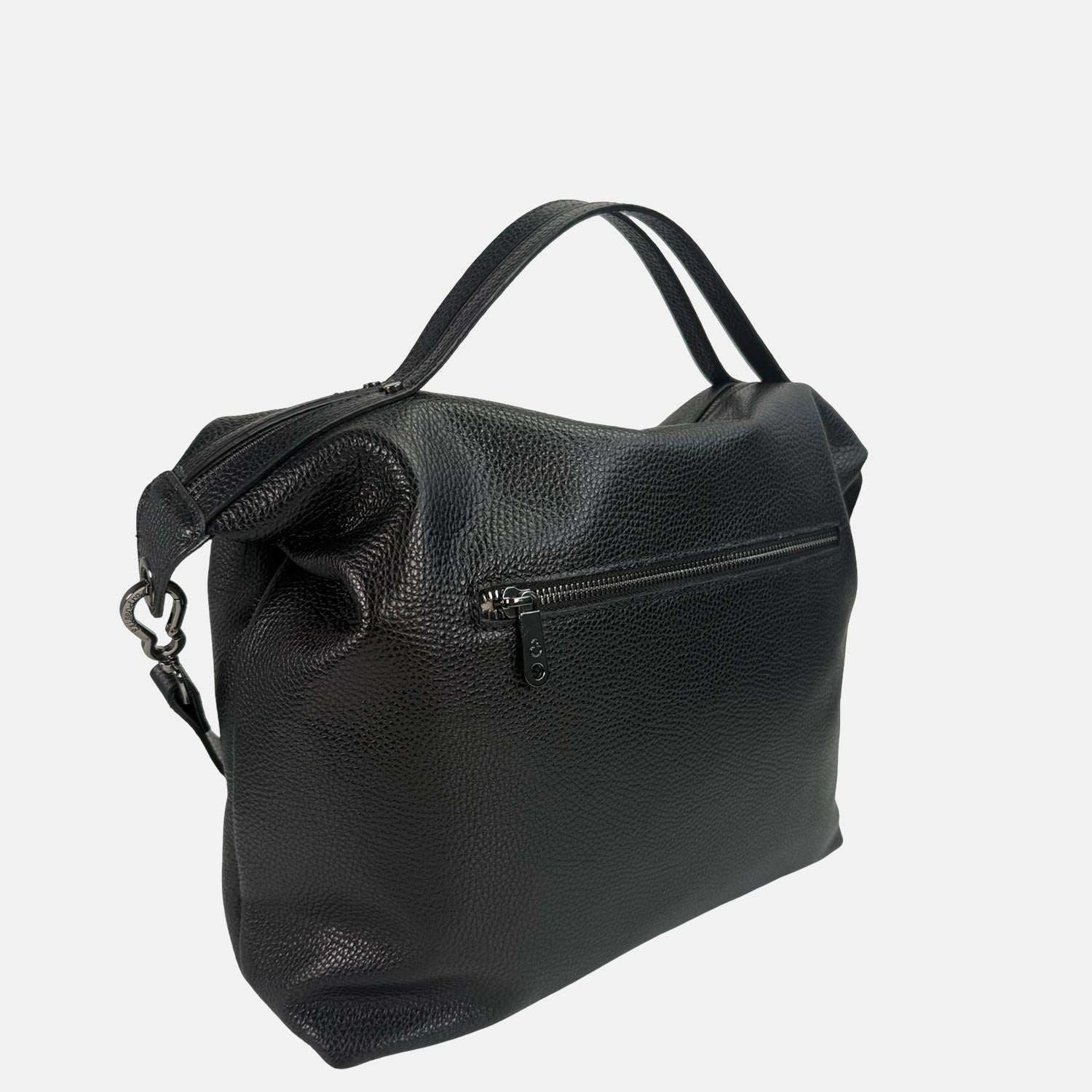 Borsa a spalla Mini City Nero Pelle Martellata Dark