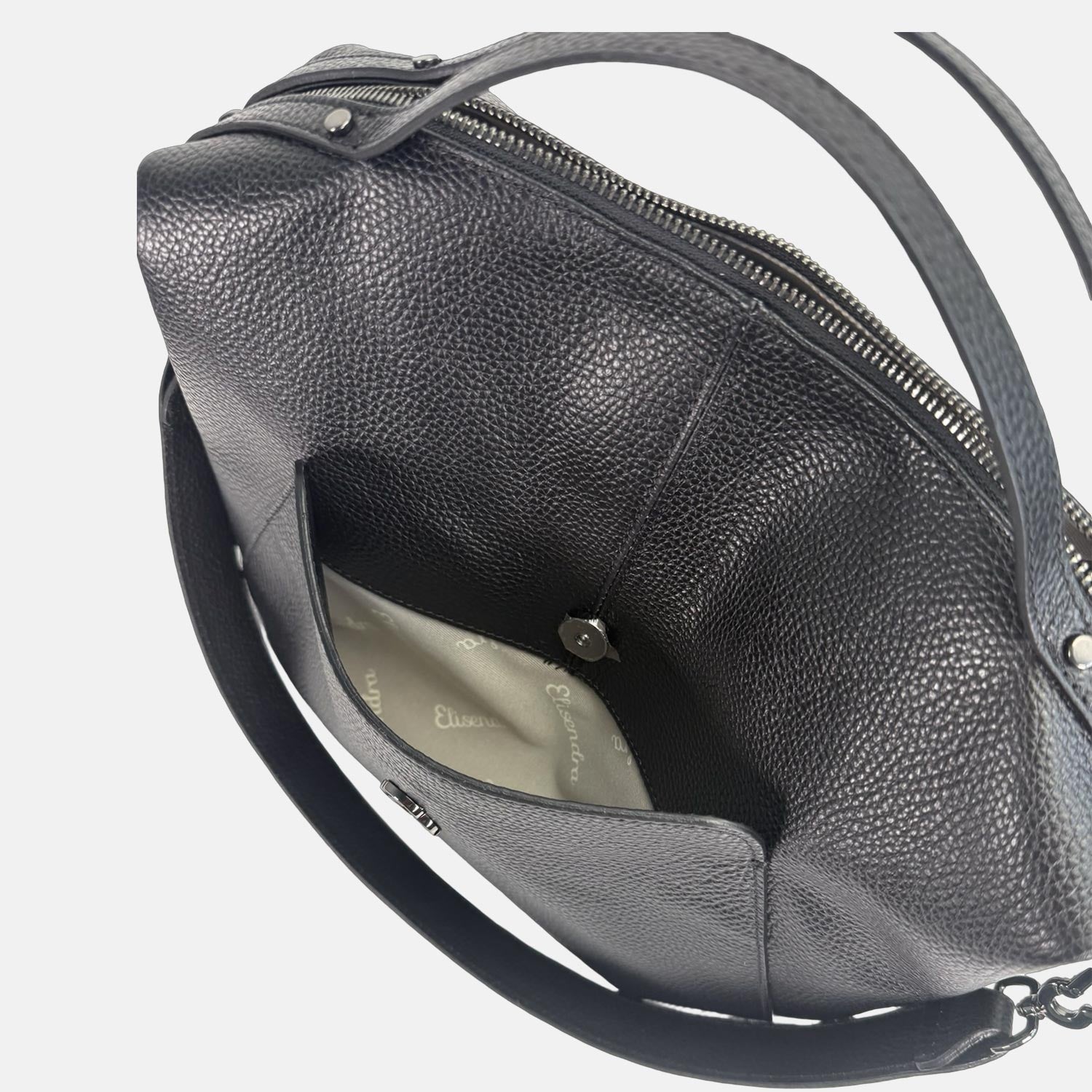 Borsa a spalla Mini City Nero Pelle Martellata Dark