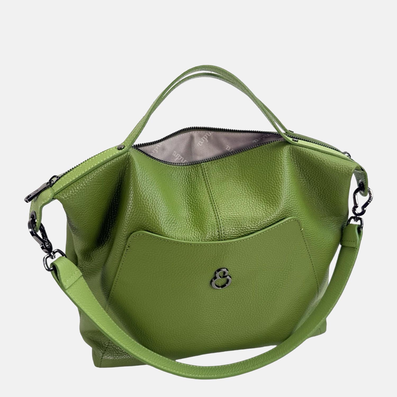 Borsa a spalla Mini City Pistacchio Pelle Martellata Dark
