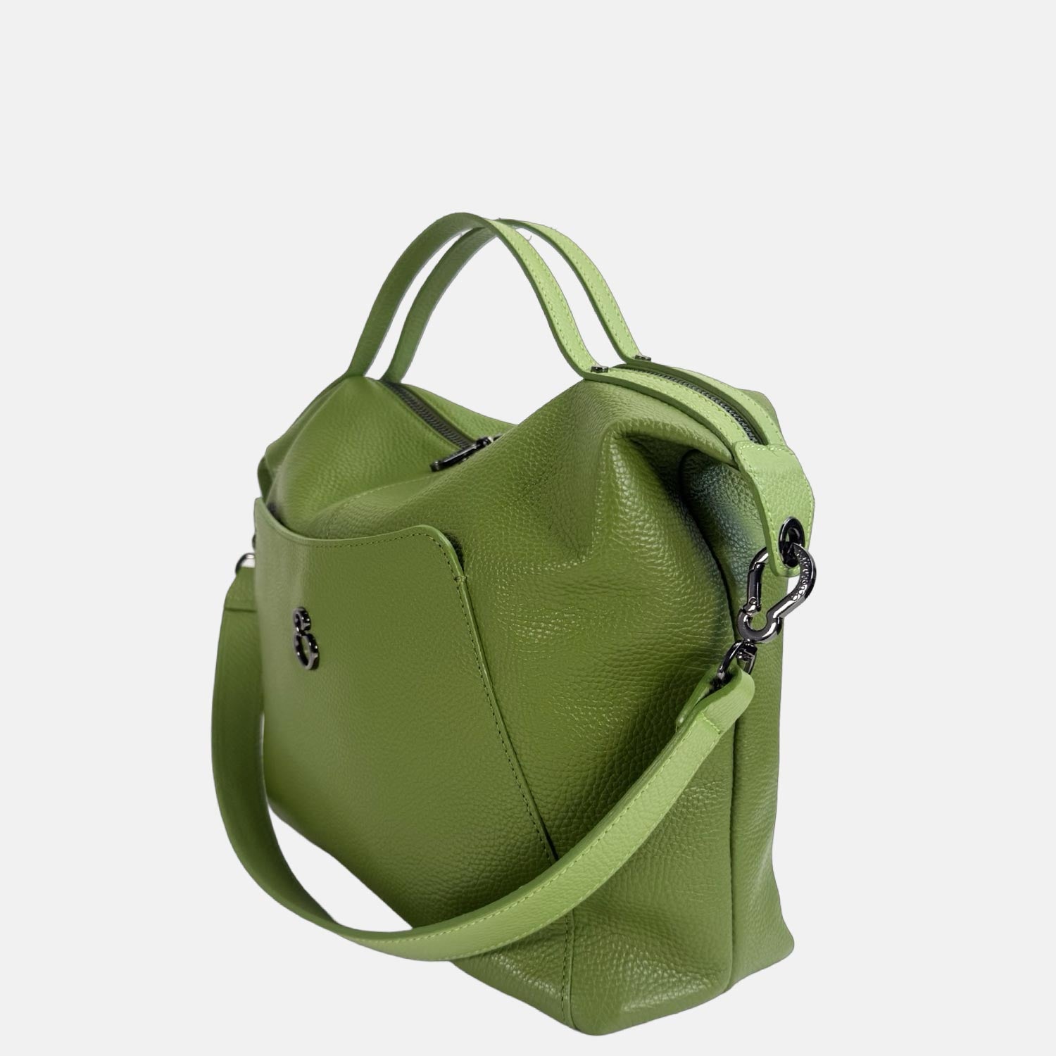 Borsa a spalla Mini City Pistacchio Pelle Martellata Dark