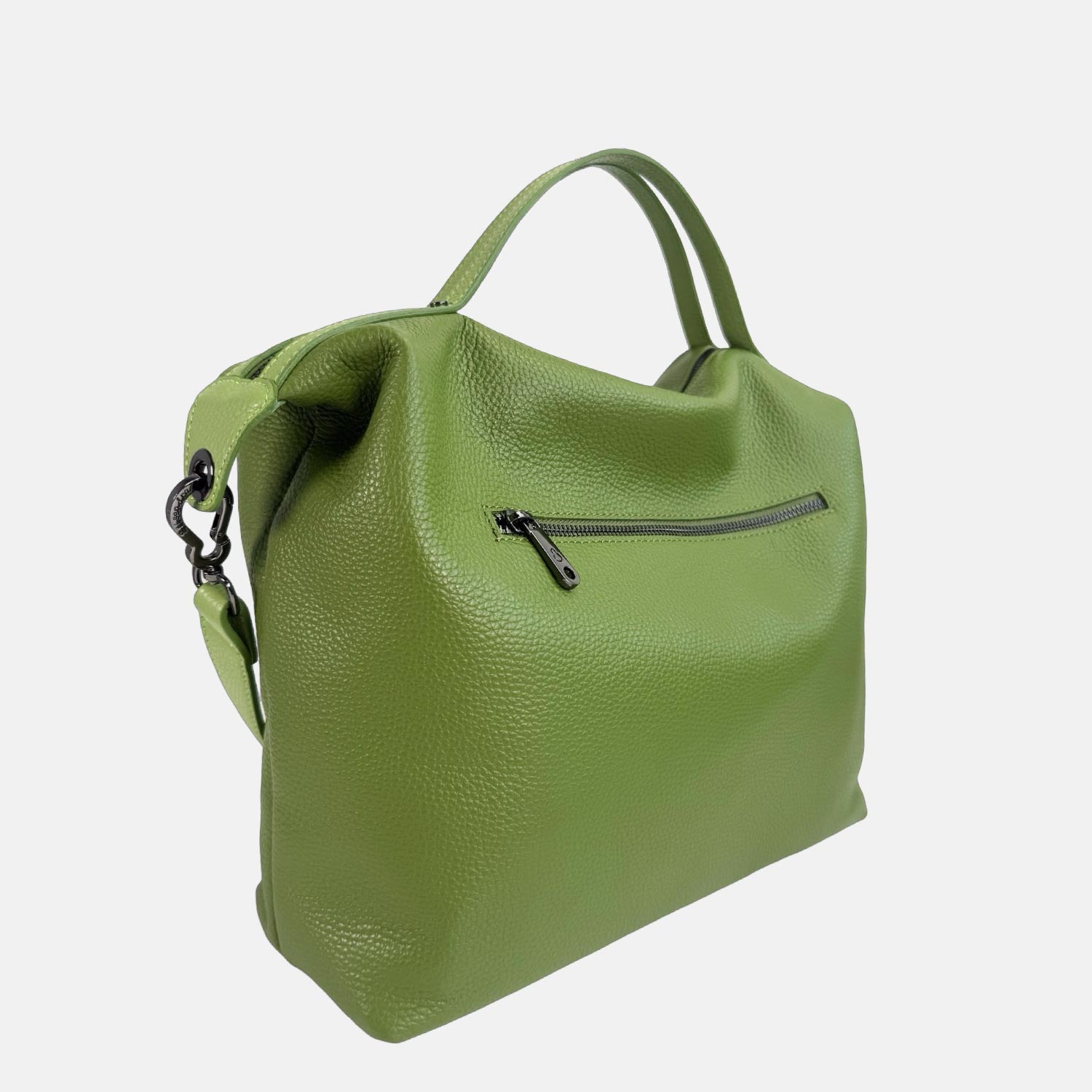 Borsa a spalla Mini City Pistacchio Pelle Martellata Dark