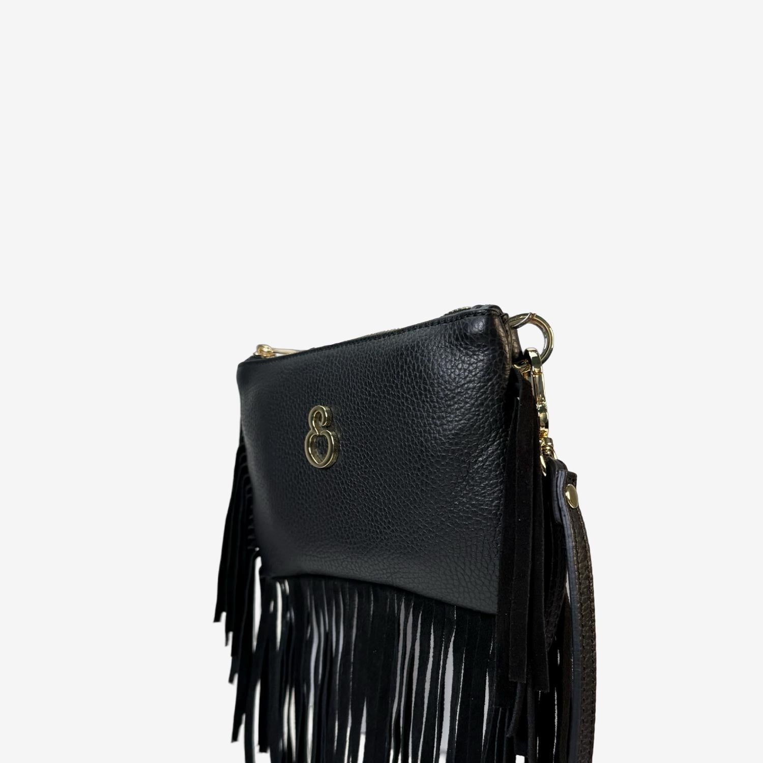 Borsa a mano Mini Grace Rodeo Nero Pelle Martellata e Suede Oro