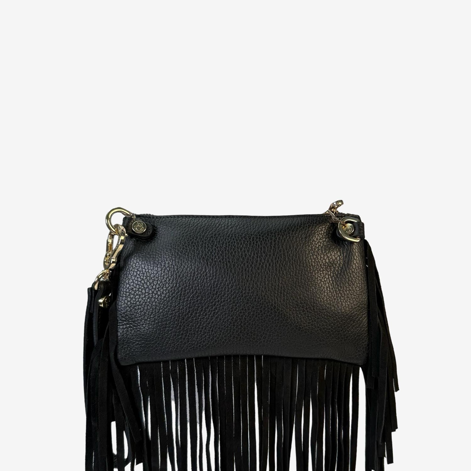 Borsa a mano Mini Grace Rodeo Nero Pelle Martellata e Suede Oro