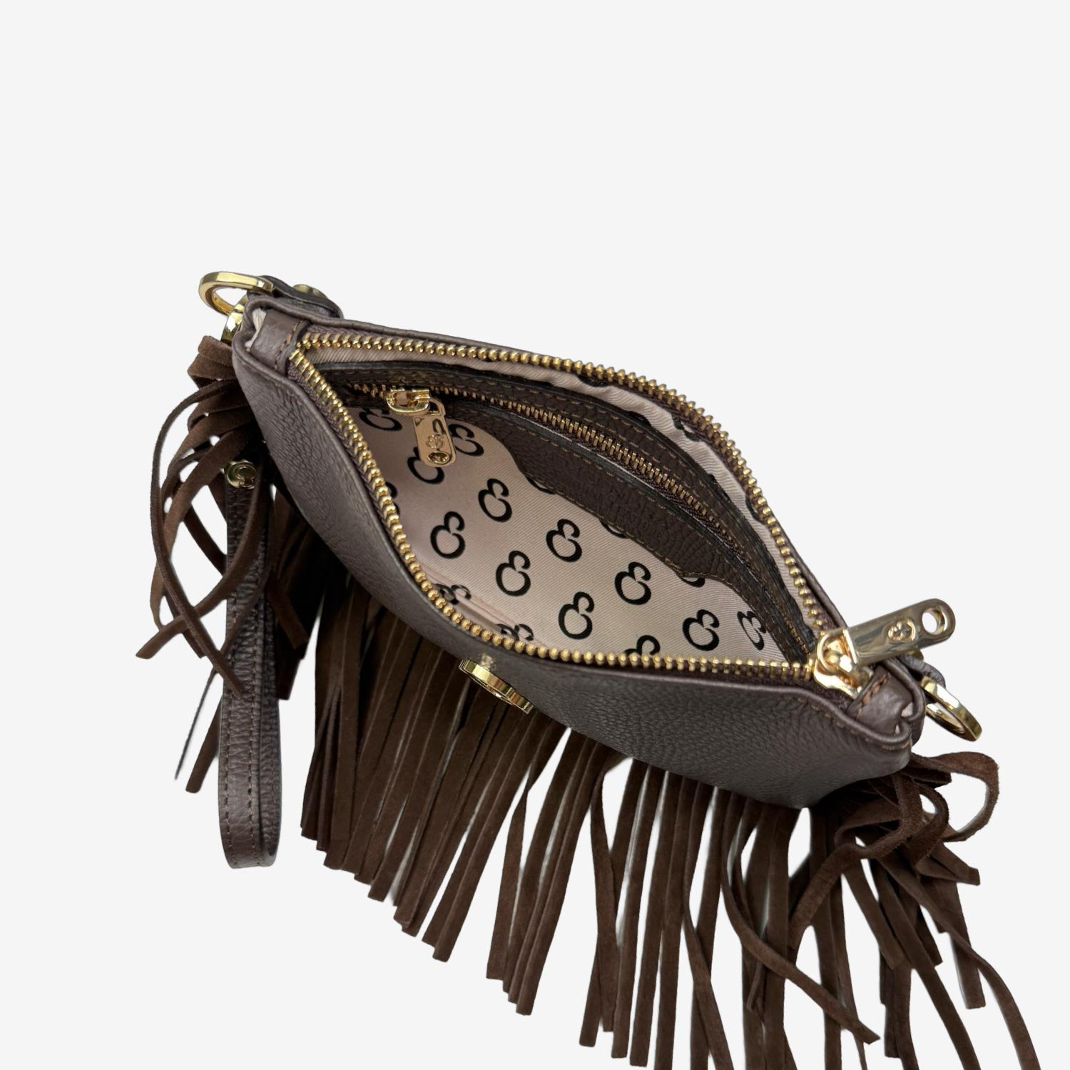 Borsa a mano Mini Grace Rodeo Cioccolato Pelle Martellata e Suede Oro