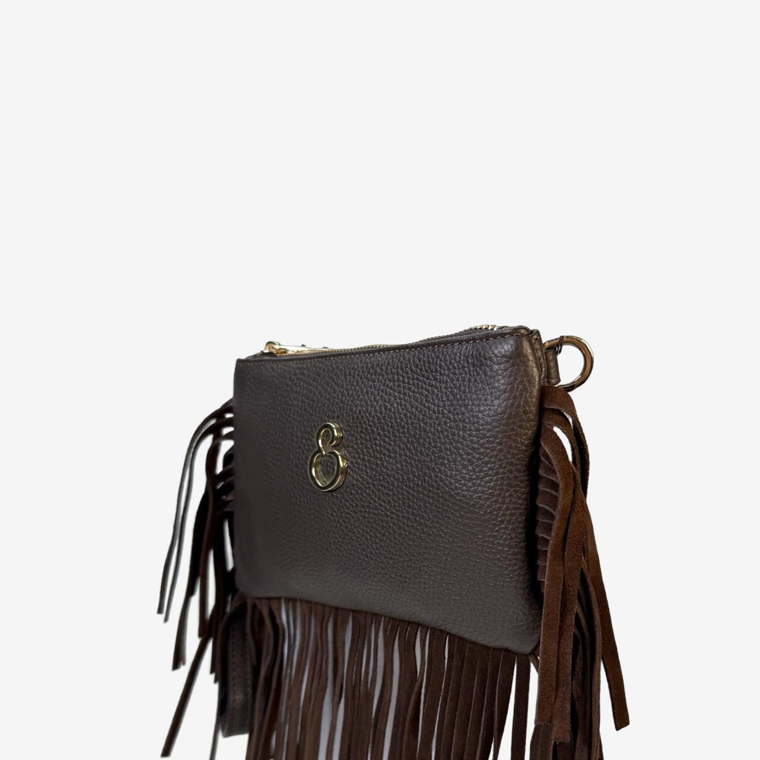 Borsa a mano Mini Grace Rodeo Cioccolato Pelle Martellata e Suede Oro