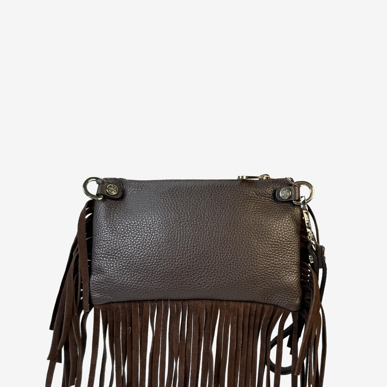Borsa a mano Mini Grace Rodeo Cioccolato Pelle Martellata e Suede Oro