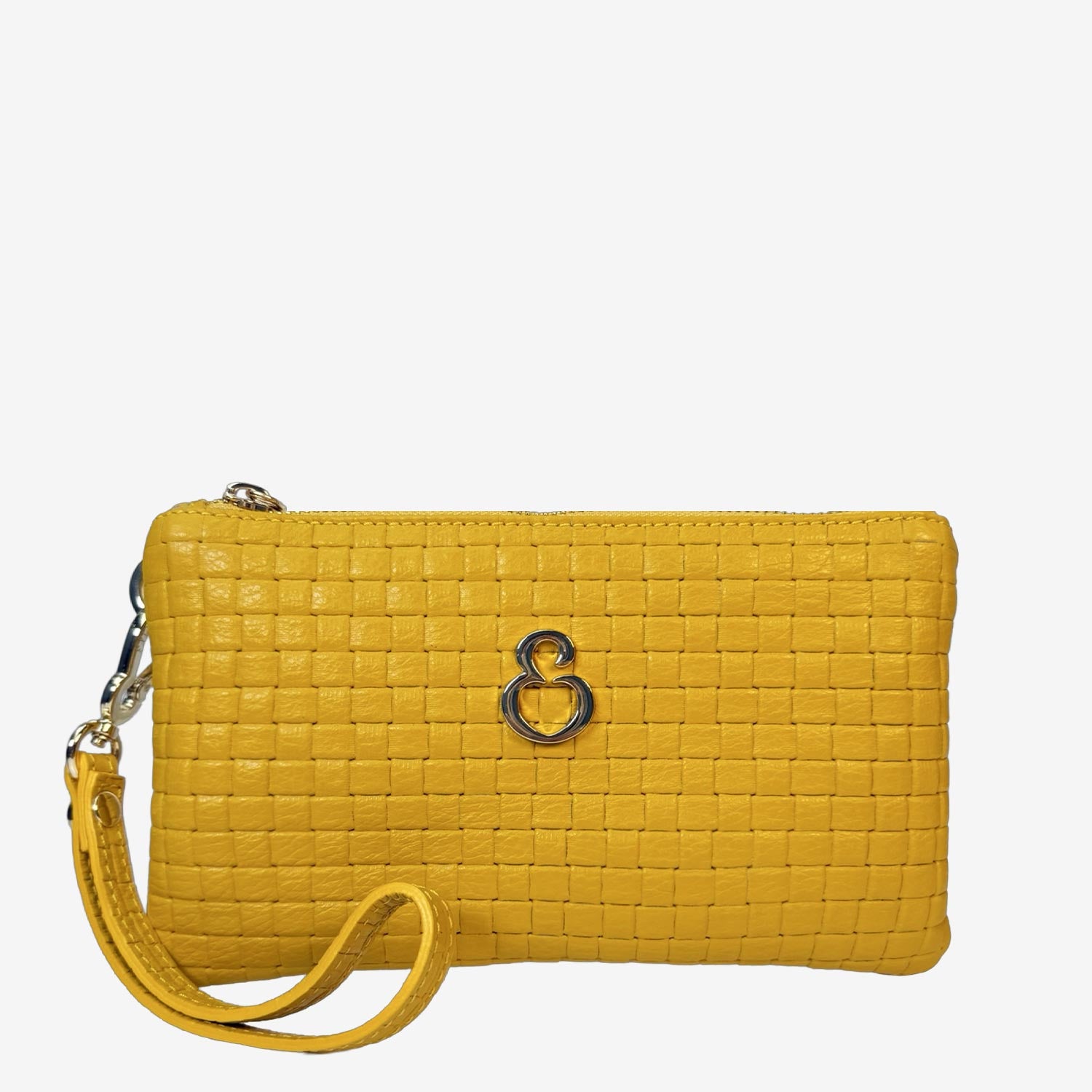 Borsa a mano Mini-Case Lemon Pelle Liscia Intrecciata Oro