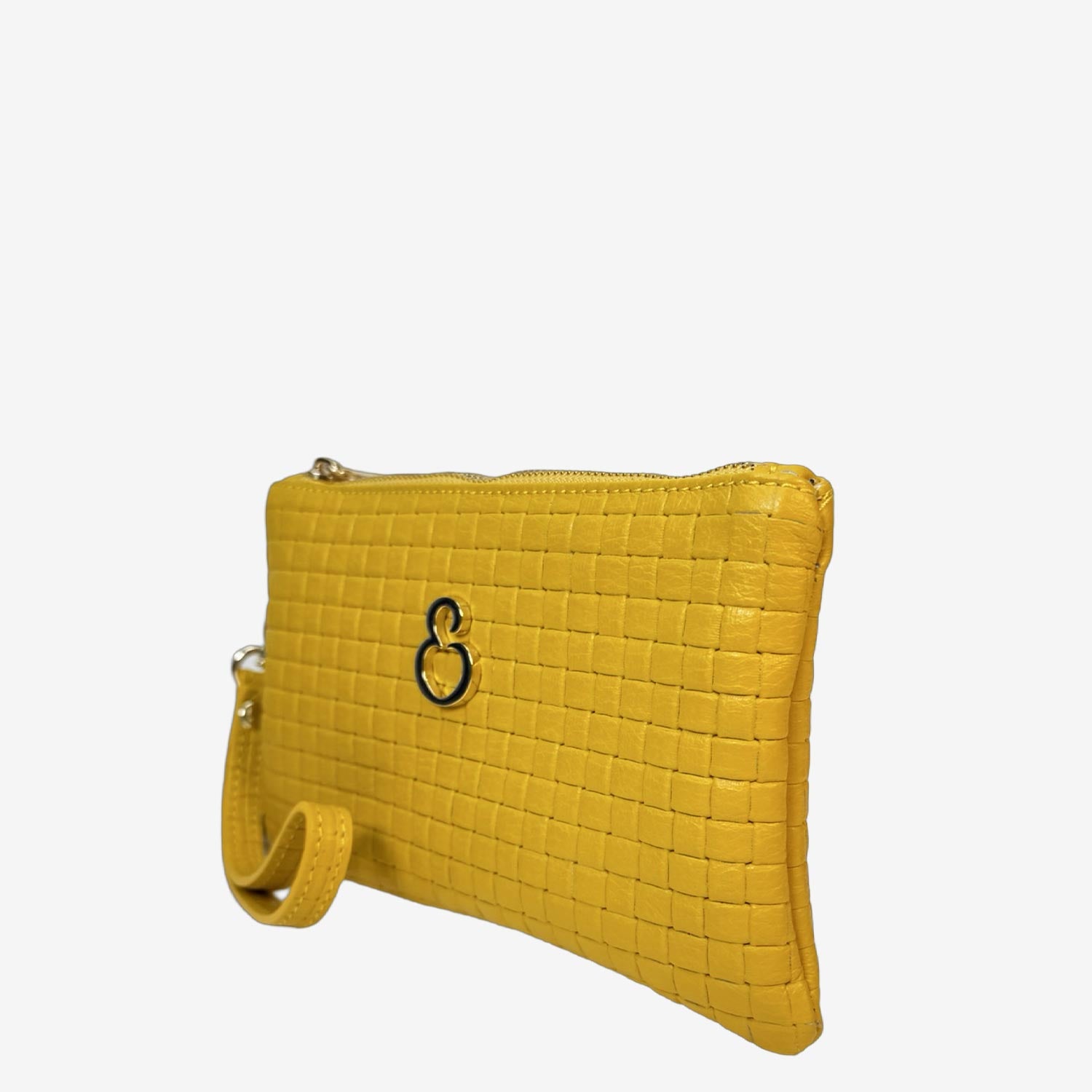Borsa a mano Mini-Case Lemon Pelle Liscia Intrecciata Oro