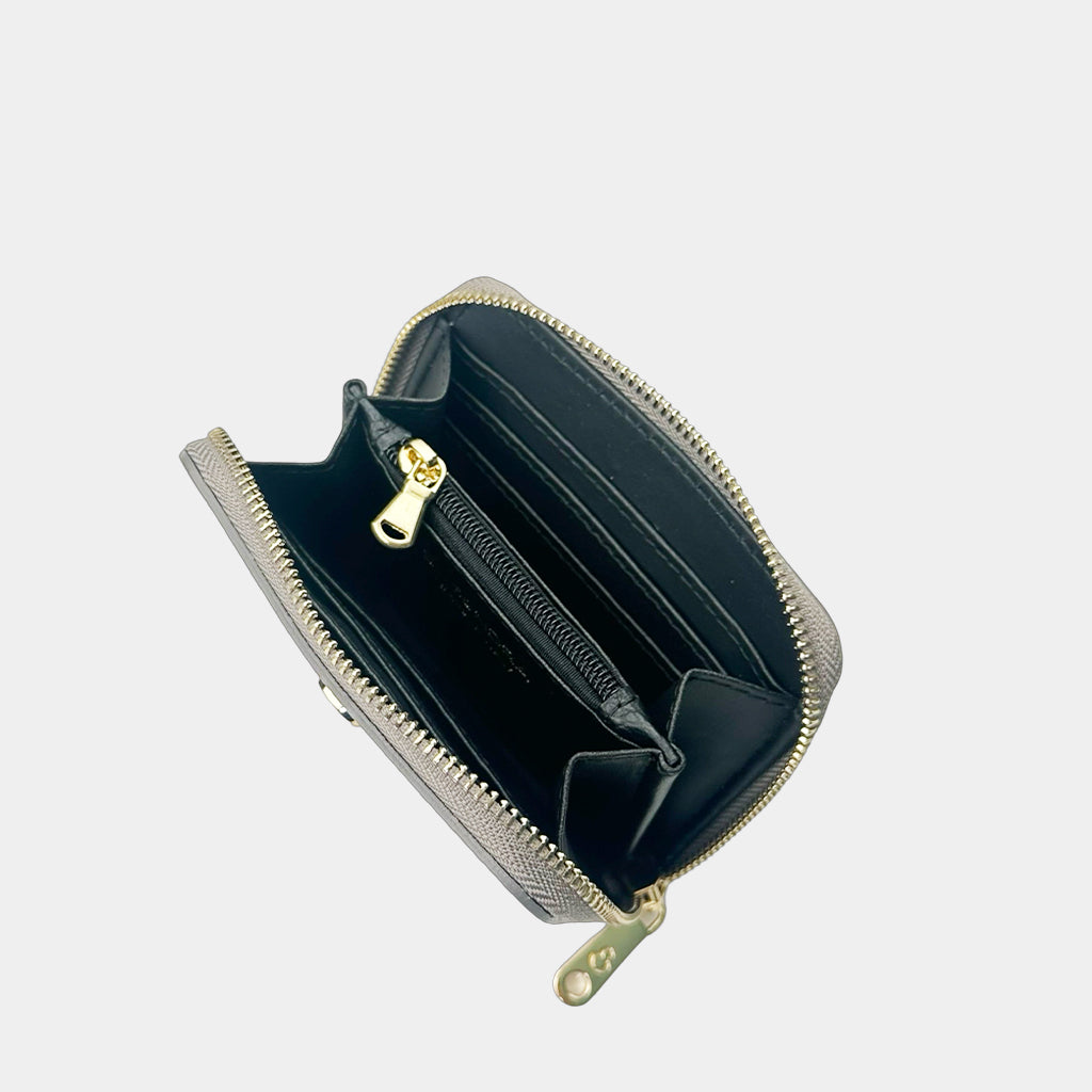 Mini Raya Wallet Smoke Hammered Leather Gold