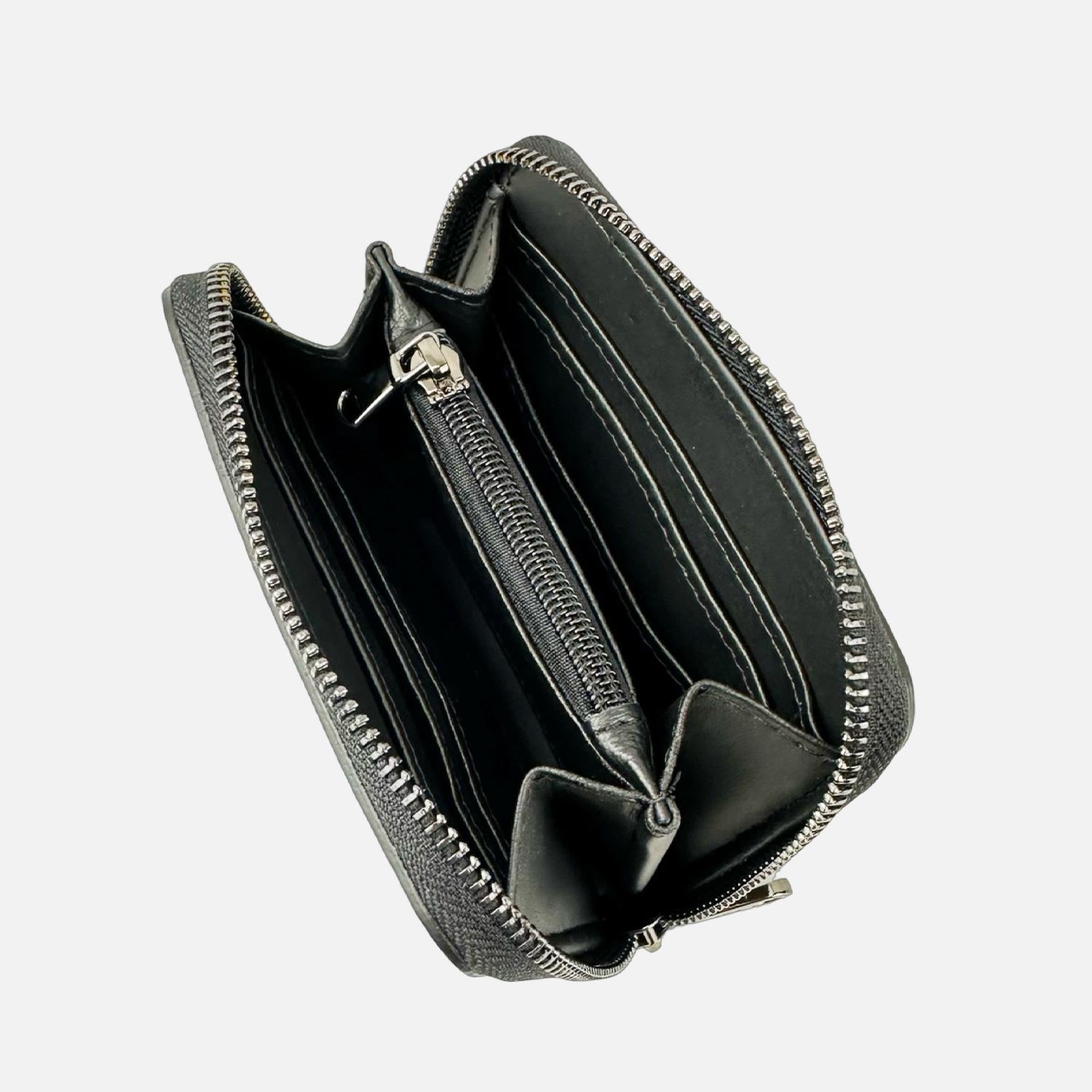 Mini Raya Wallet Lettering Black Hammered Leather Dark