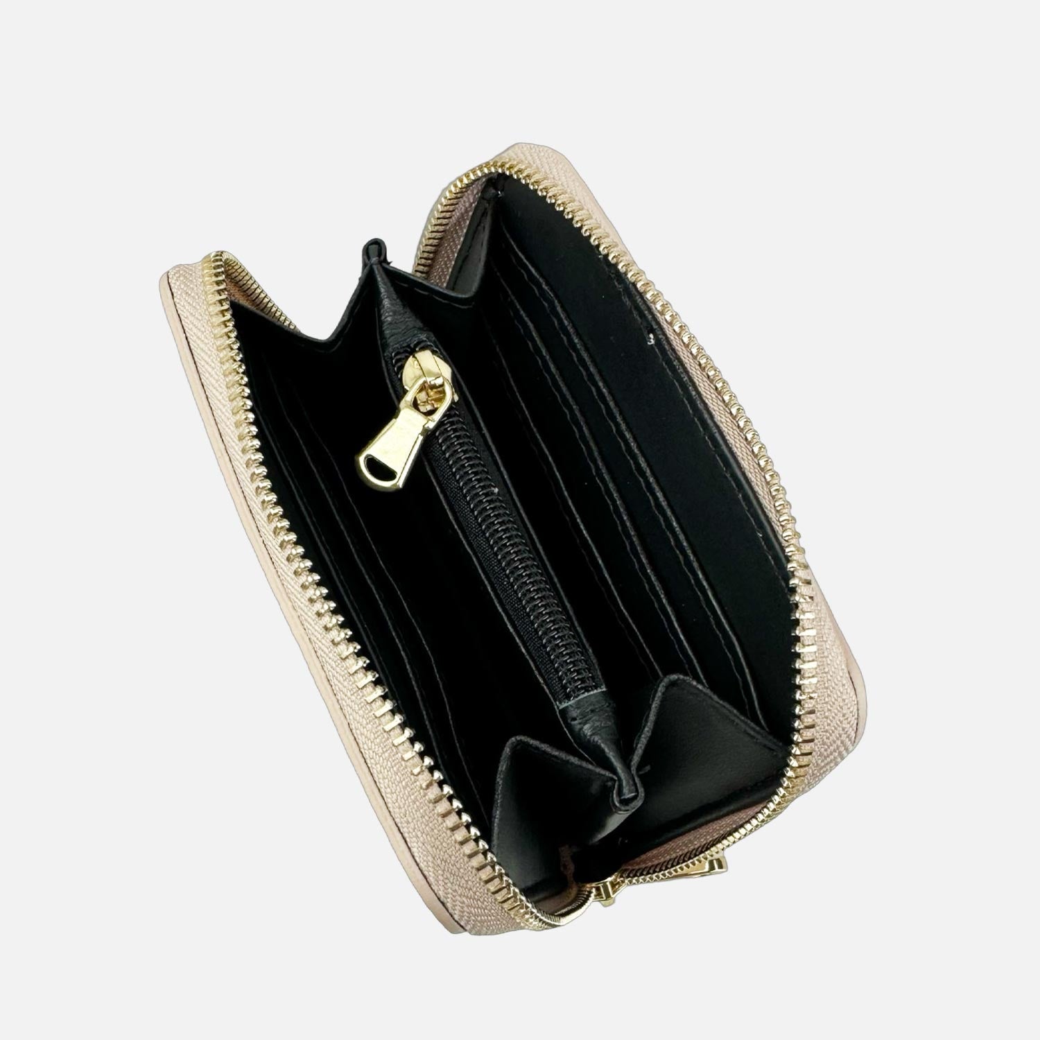 Mini Raya Wallet Lettering Nude Hammered Leather Gold