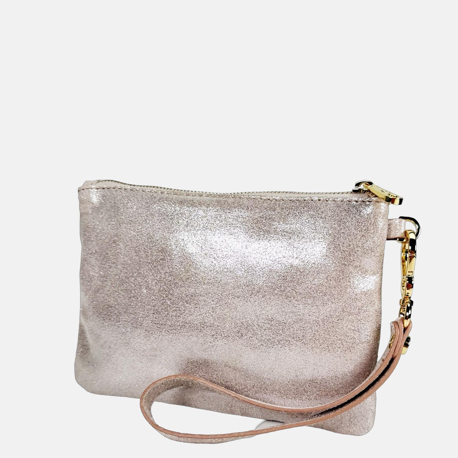 Borsa a mano Mini-Case Elsa Pelle Camoscio Brillante Oro