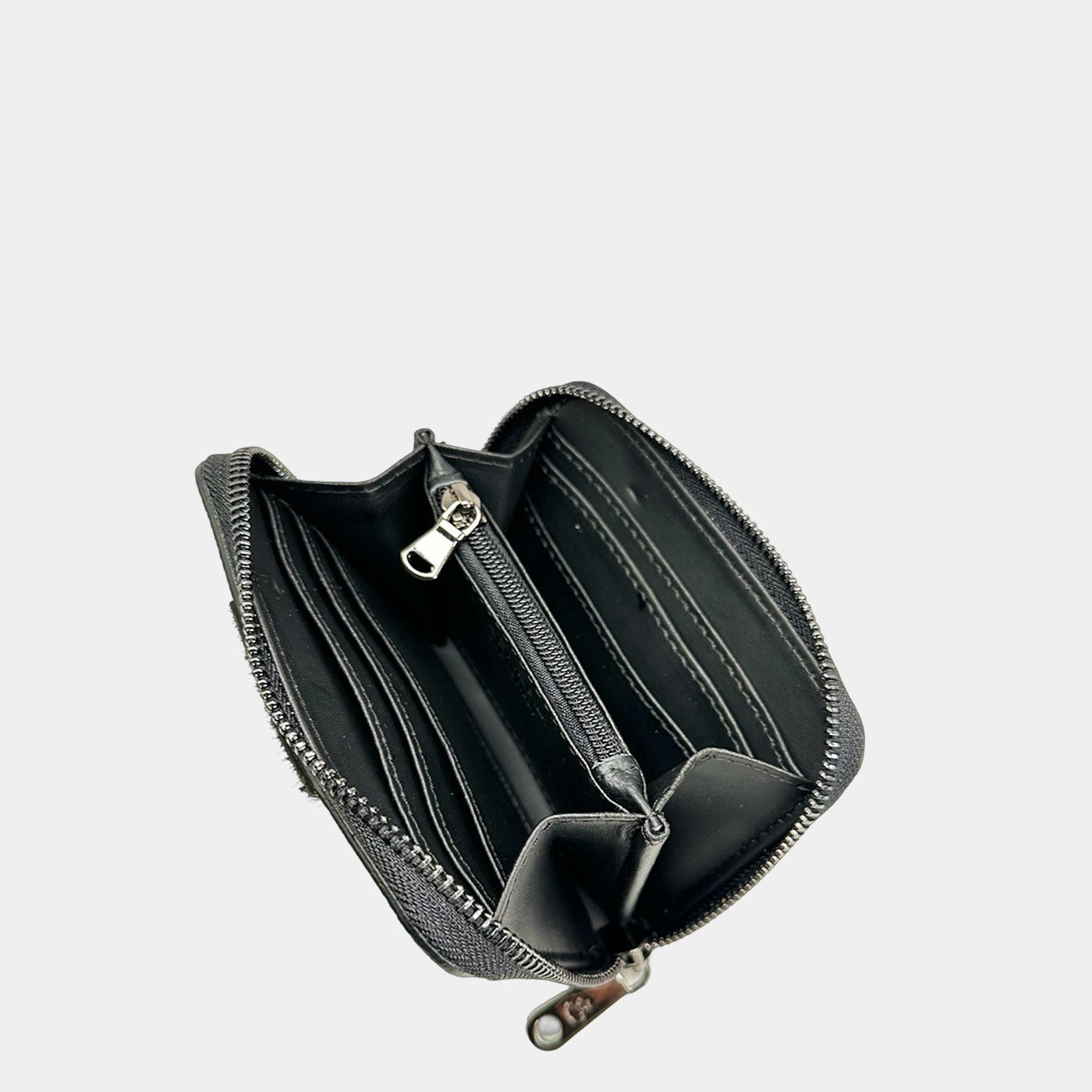 Mini Raya Wallet Black Electric Blue Cavallino Dark Hammered Leather 
