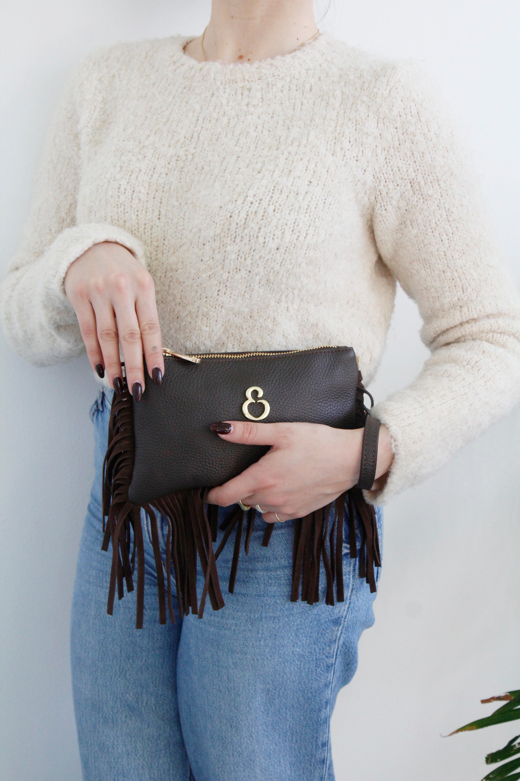 Borsa a mano Mini Grace Rodeo Cioccolato Pelle Martellata e Suede Oro