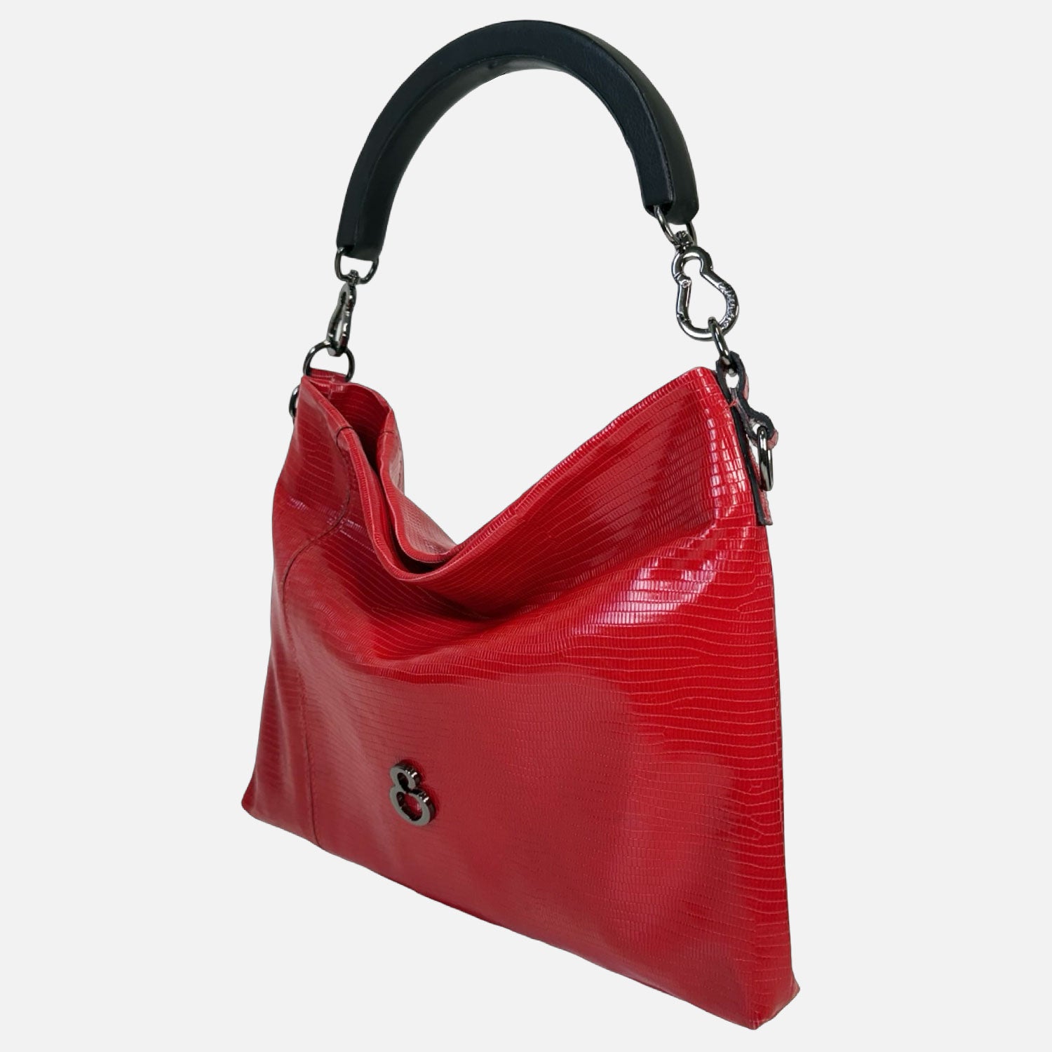 Borsa a mano Monè Rouge Pelle stampa lucertolina Dark