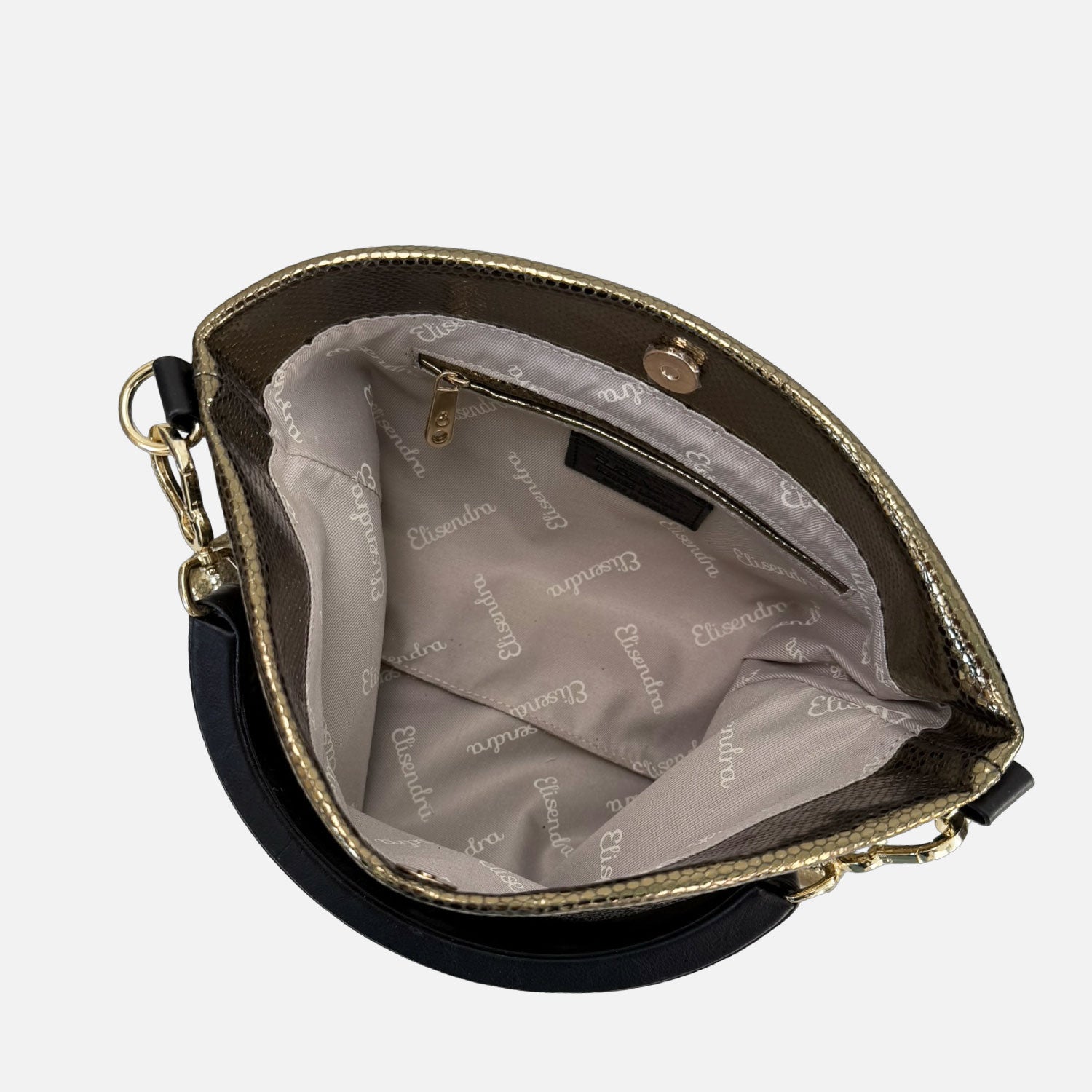 Borsa a mano Monè Oro Pelle Stampa Pitoncino laminato Oro