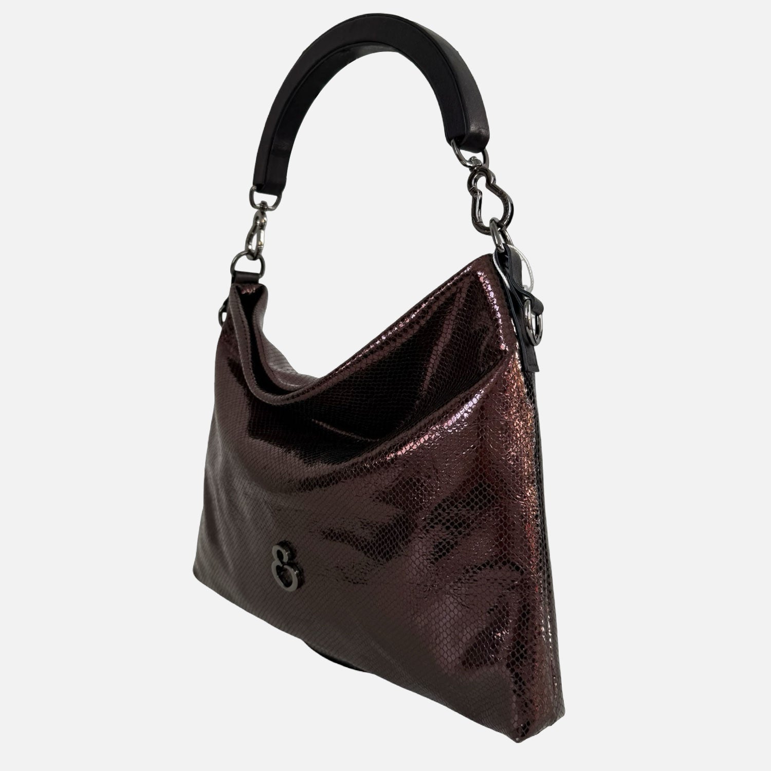 Borsa a mano Monè Rame Pelle Stampa Pitoncino laminato Dark