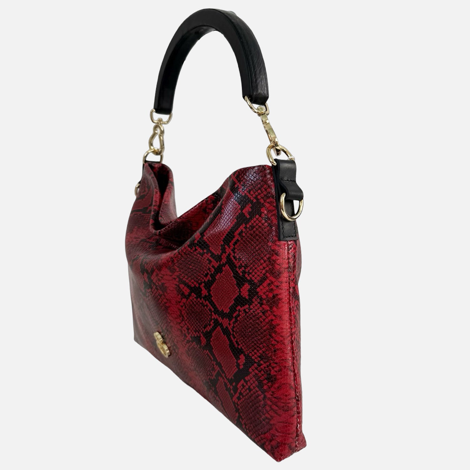 Borsa a mano Monè Rosso Pelle stampa Pitonata Oro