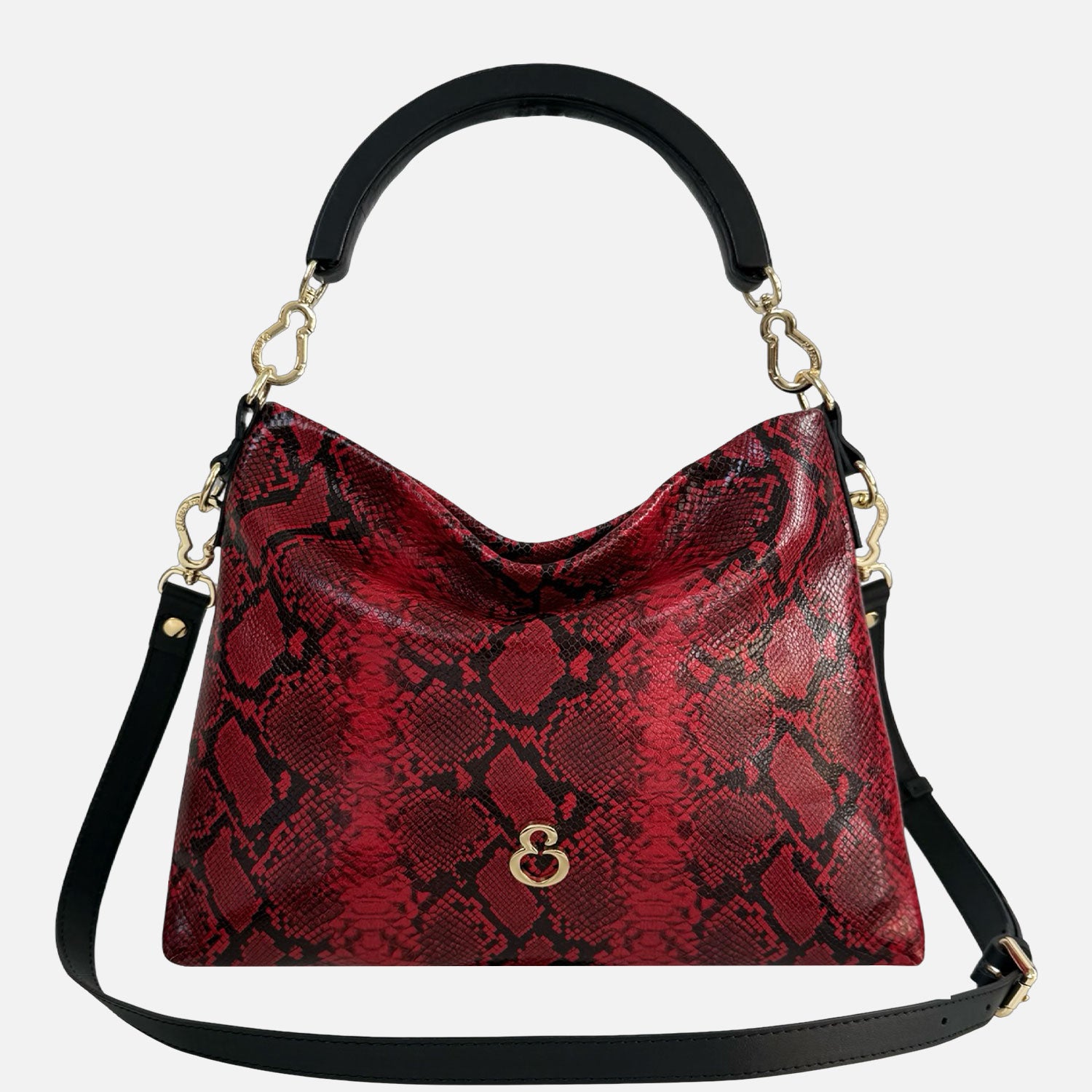 Borsa a mano Monè Rosso Pelle stampa Pitonata Oro