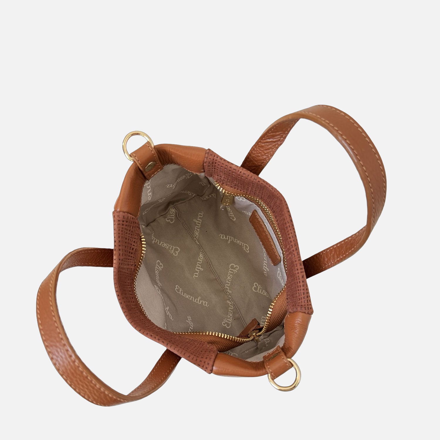 Borsa a mano Novella Mini Texture Intrecciata Cacao Cuoio Oro - Elisendra®
