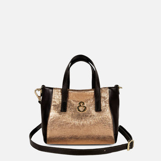 Borsa a mano Novella Mini Laminata Oro Rosa Oro