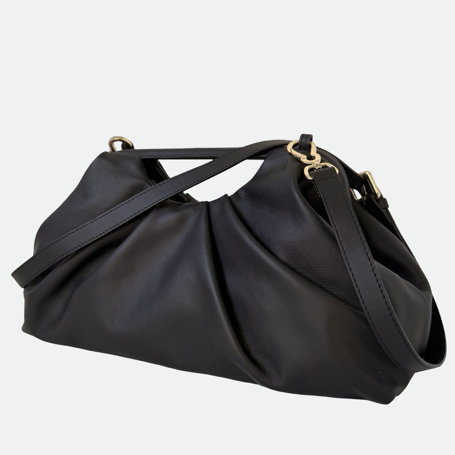 Maxi Clutch Nuvola Black Pelle Liscia Vitello Oro SPEDIZIONE DAL 06/05 - Elisendra®