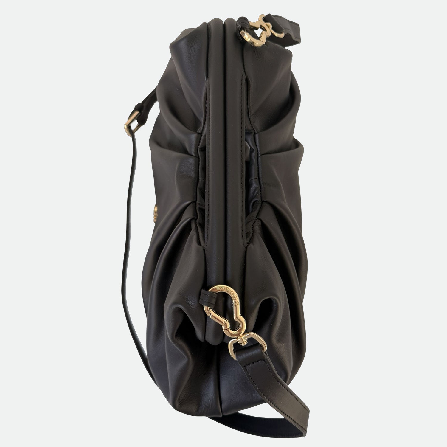 Maxi Clutch Nuvola Black Pelle Liscia Vitello Oro SPEDIZIONE DAL 06/05 - Elisendra®
