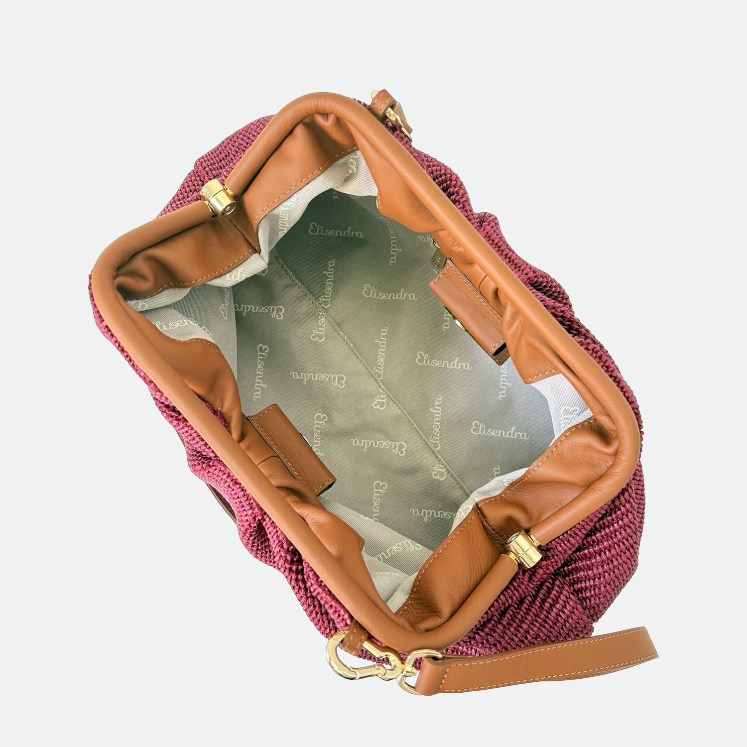 Maxi Clutch Malibù Mirtillo Rafia e Pelle Liscia Vitello Oro SPEDIZIONE DAL 06/05