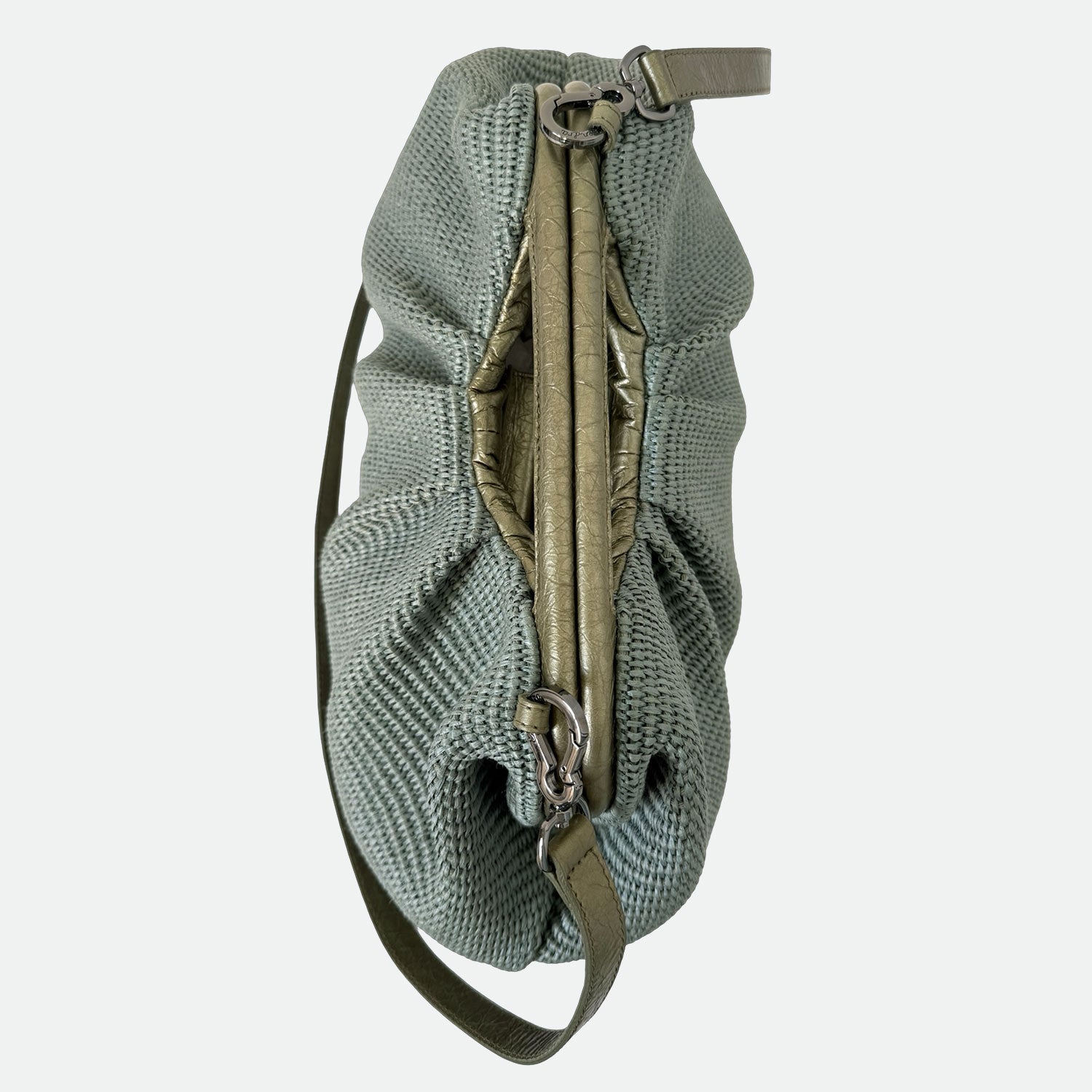Maxi Clutch Malibù Verde Laguna Rafia e Pelle Laminata Dark SPEDIZIONE DAL 06/05 - Elisendra®