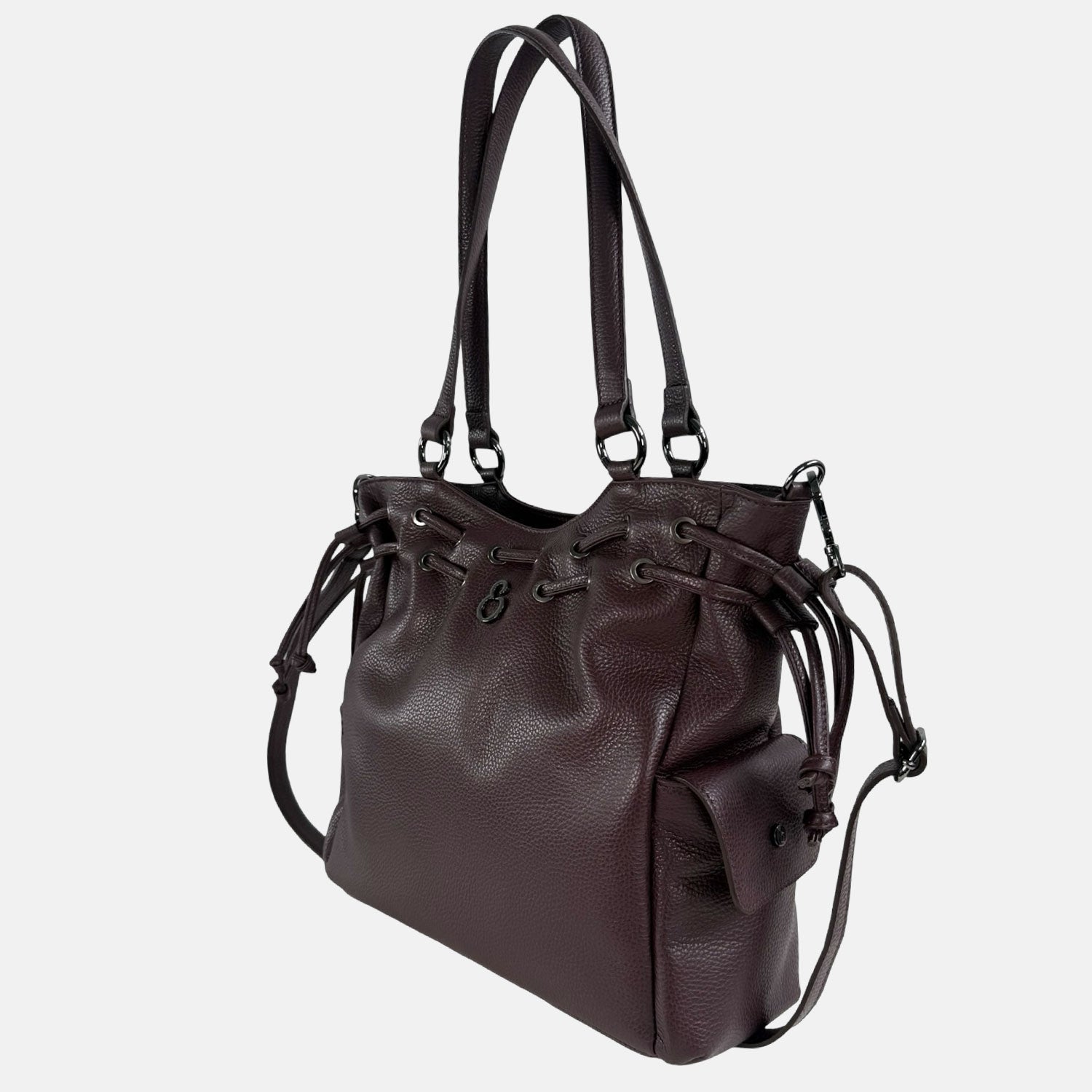 Borsa a spalla Pandora Amarone Pelle Martellata Dark