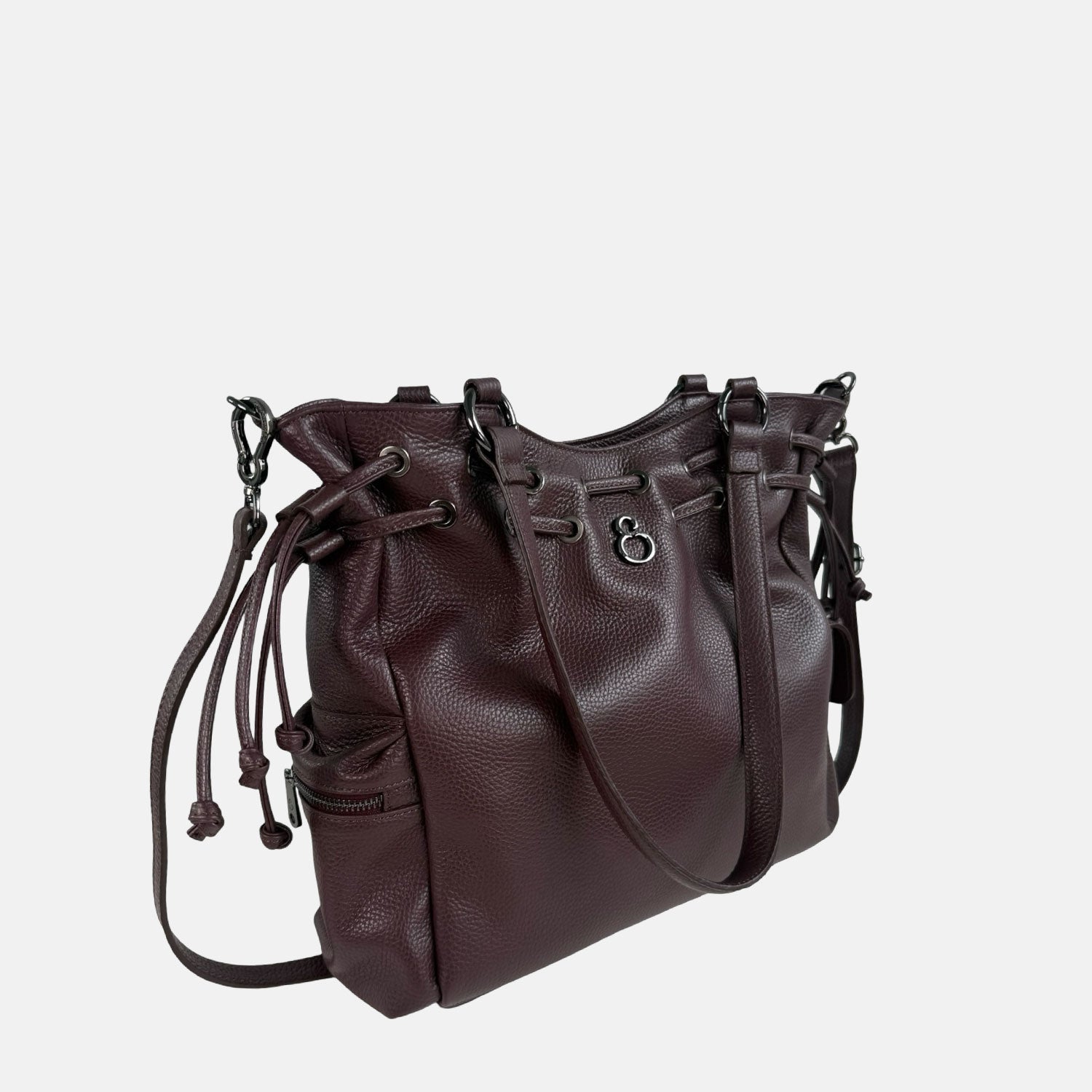 Borsa a spalla Pandora Amarone Pelle Martellata Dark