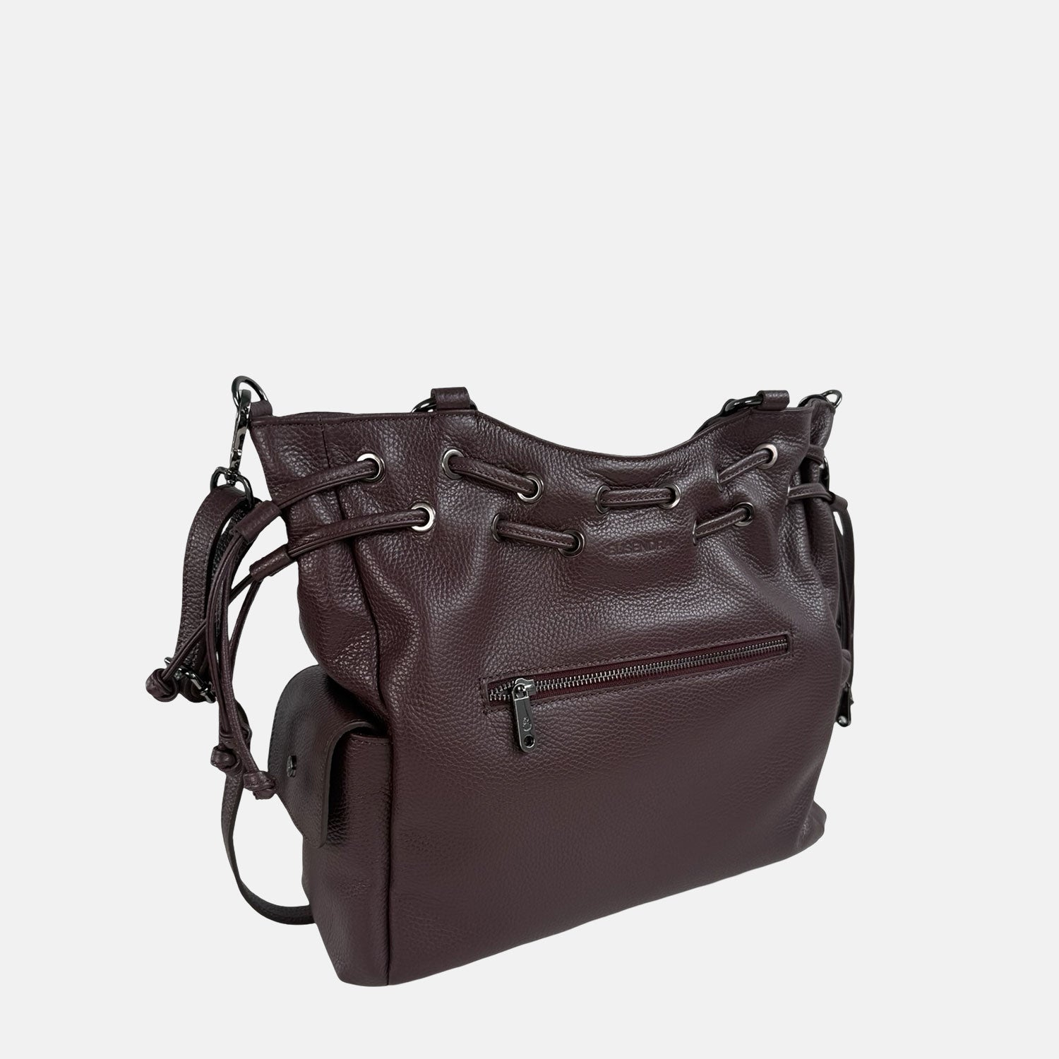 Borsa a spalla Pandora Amarone Pelle Martellata Dark